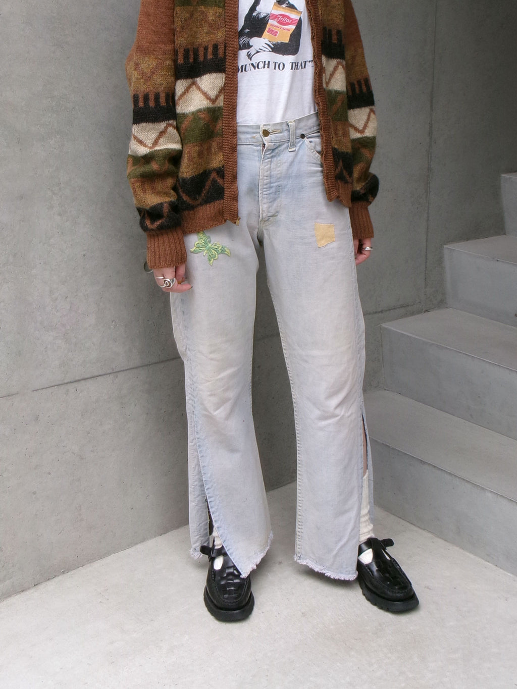 70s Lee custom made slit denim pants　