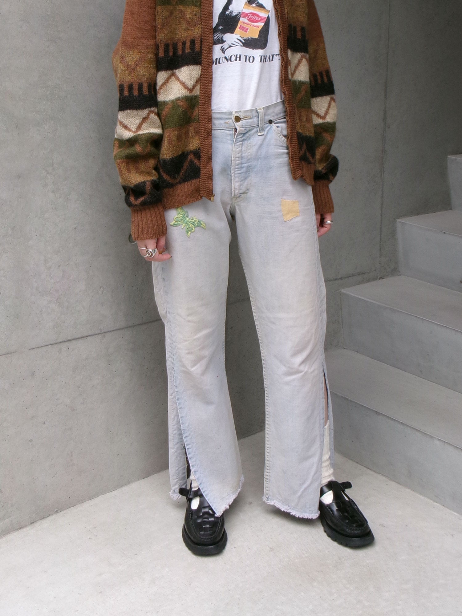 70s Lee custom made slit denim pants　