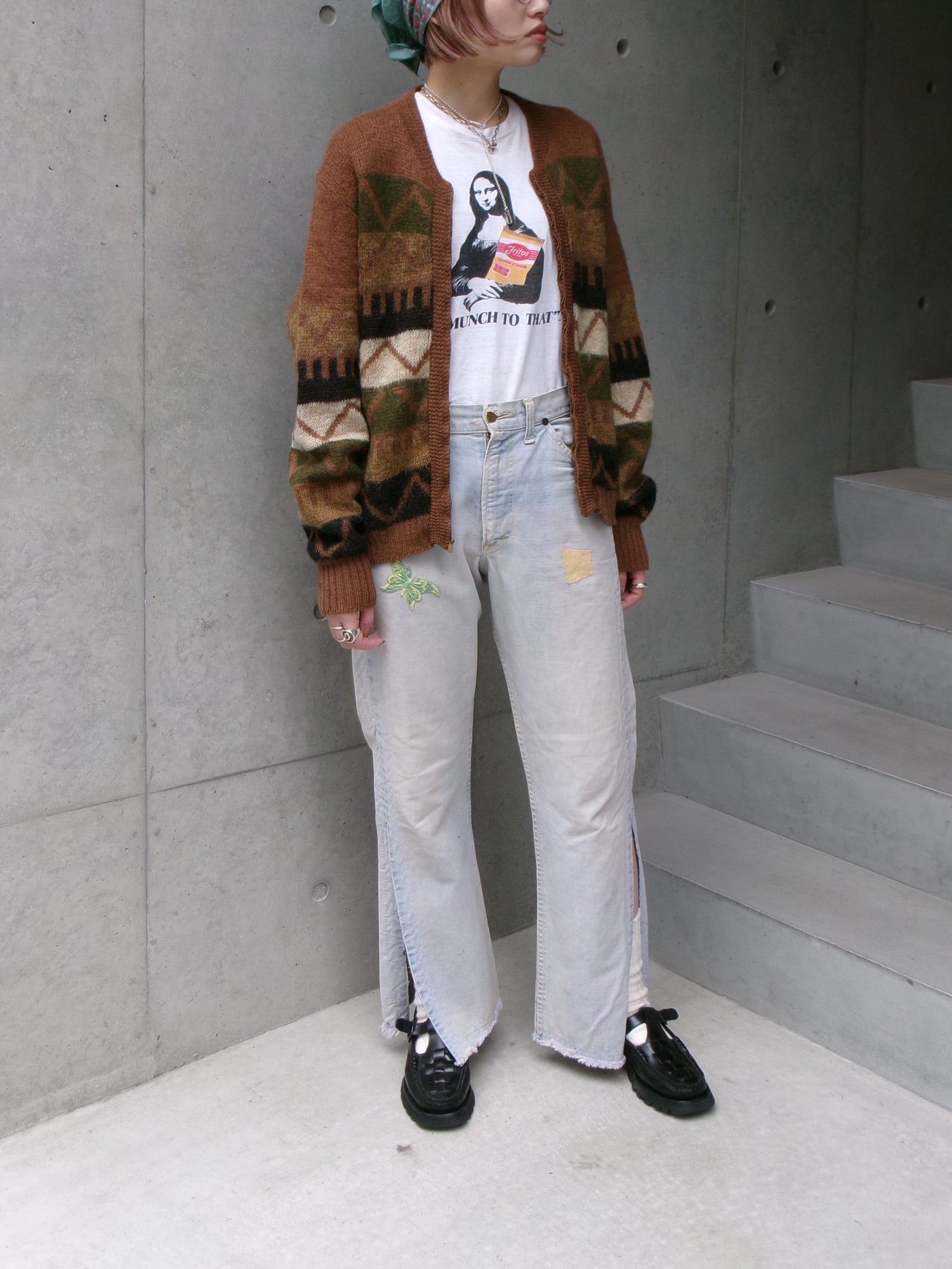70s Lee custom made slit denim pants　