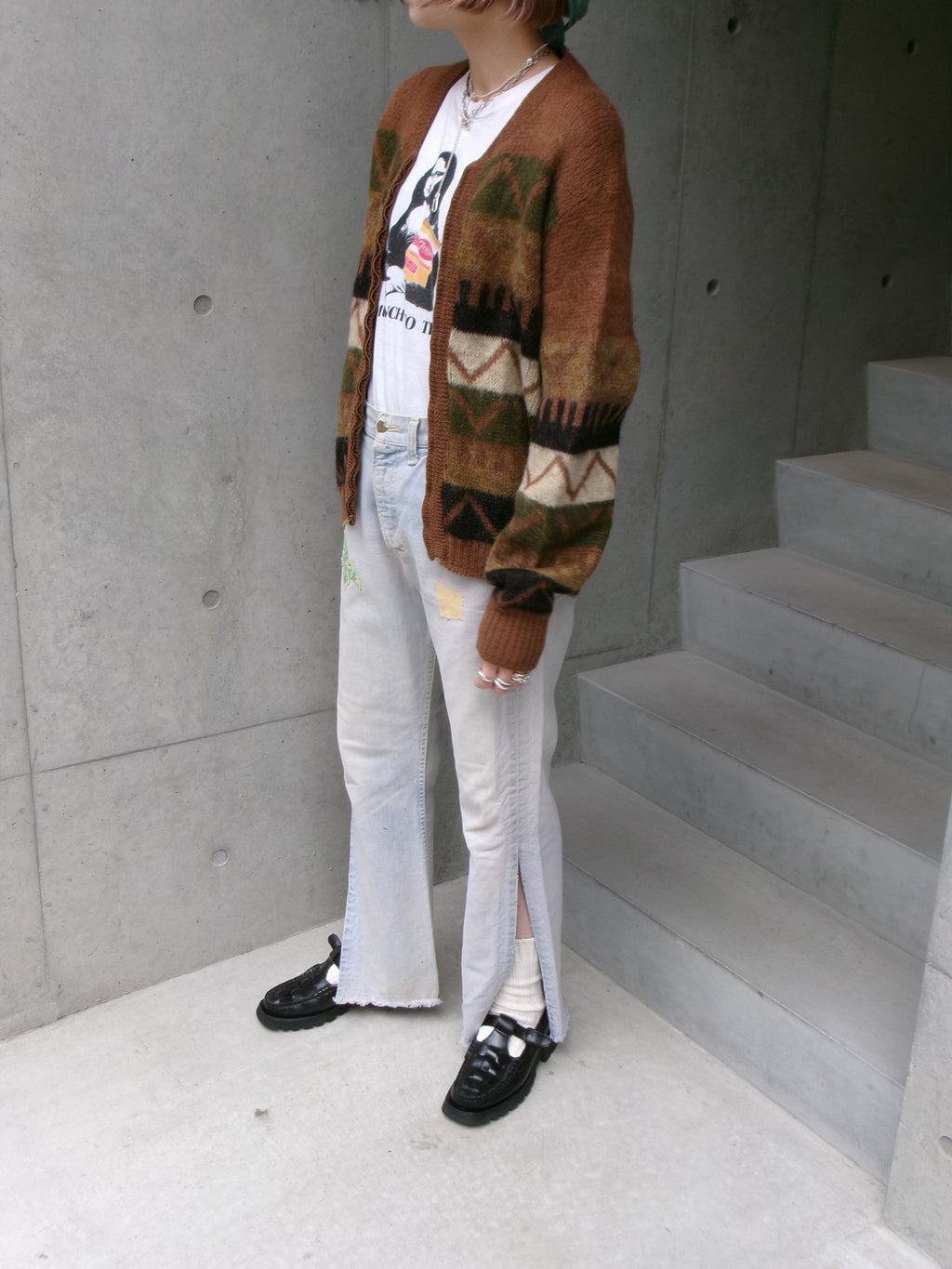 70s Lee custom made slit denim pants　