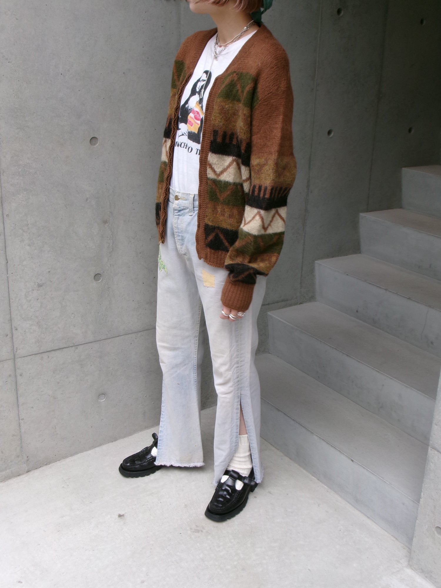 70s Lee custom made slit denim pants　