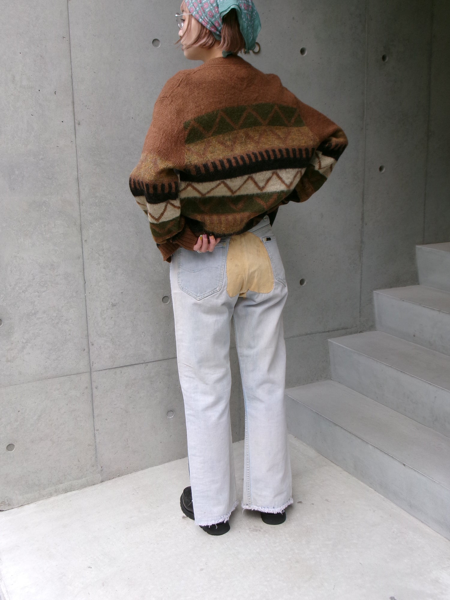 70s Lee custom made slit denim pants　