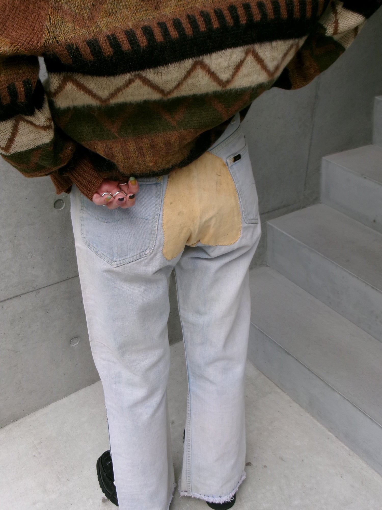 70s Lee custom made slit denim pants　