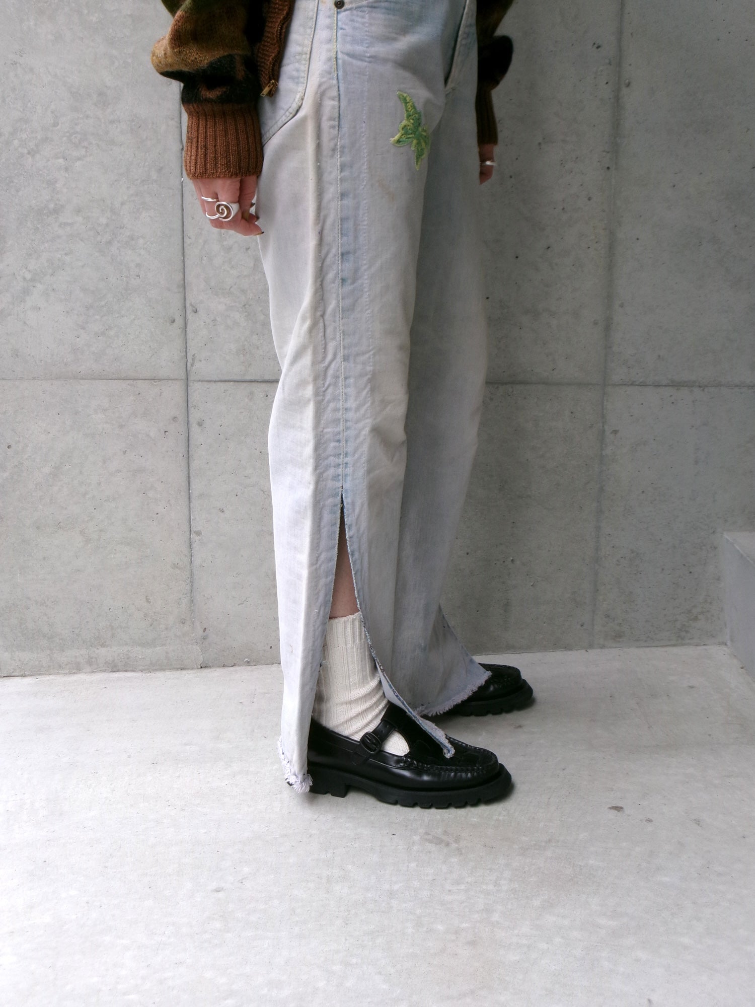 70s Lee custom made slit denim pants　
