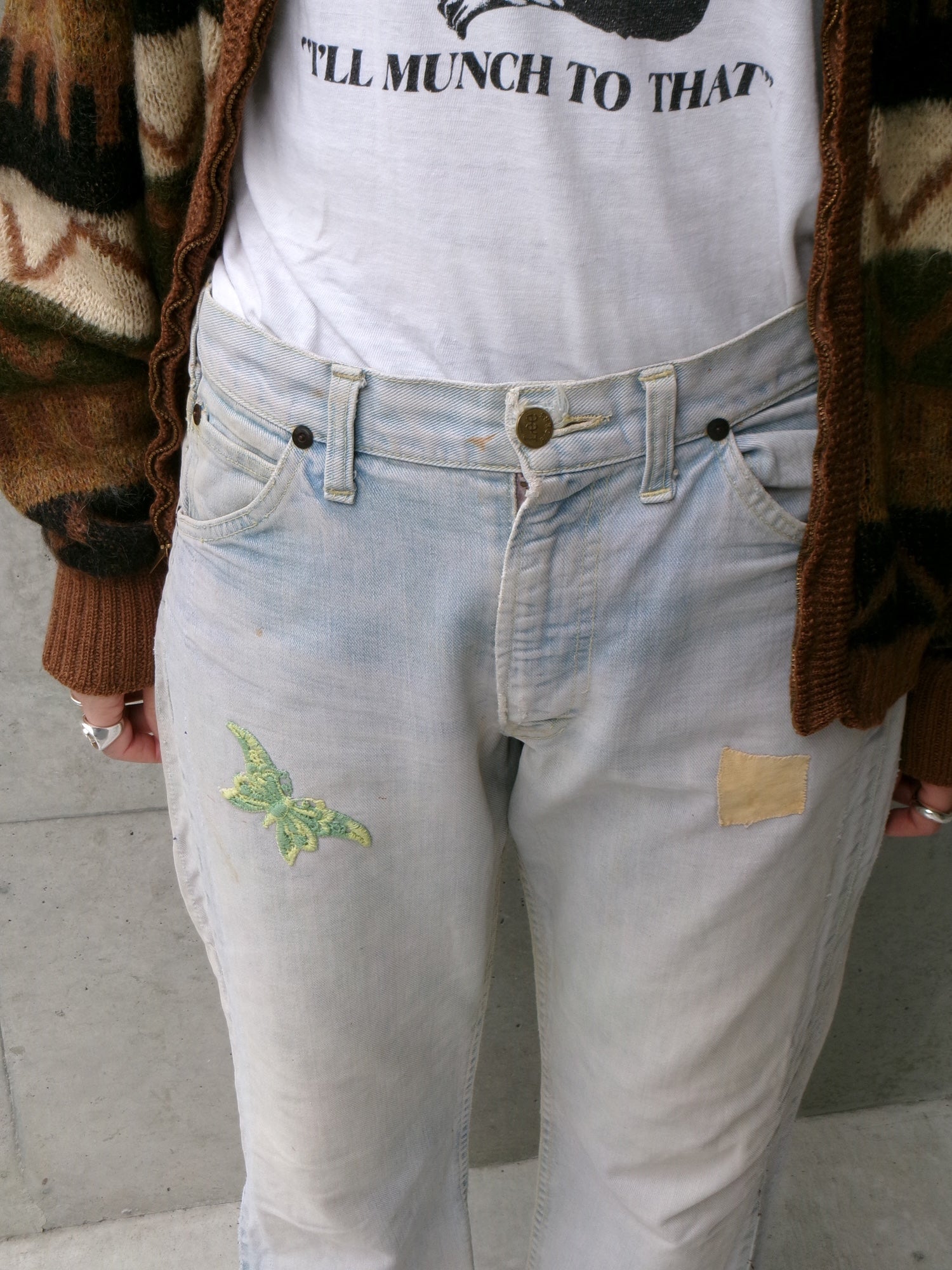 70s Lee custom made slit denim pants　