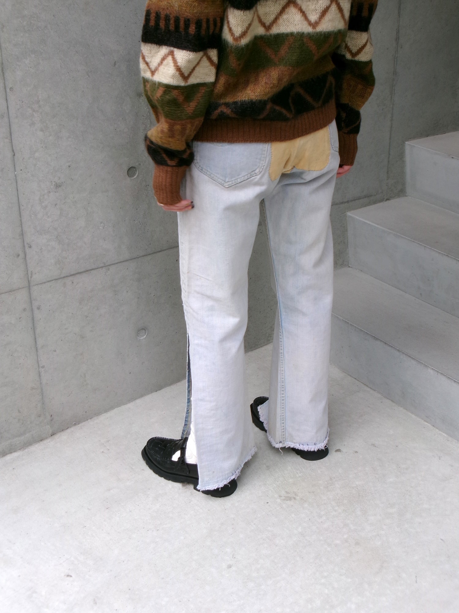 70s Lee custom made slit denim pants　