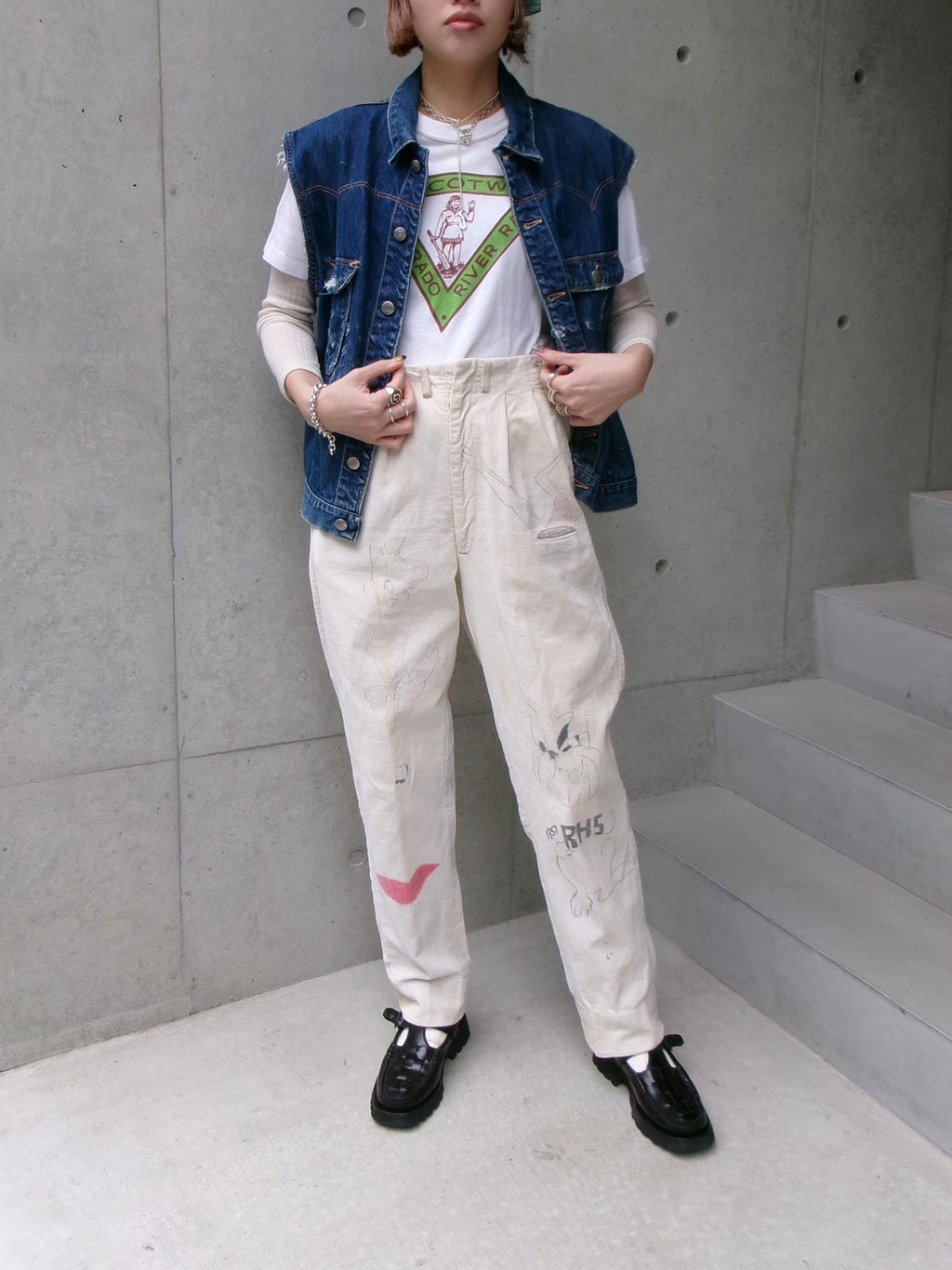 50s painted senior corduroy memorial pants