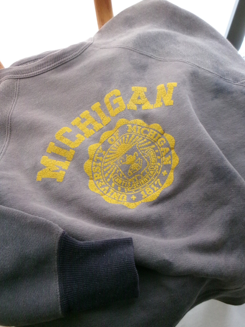 60s MICHIGAN sweat shirt fade navy two tone