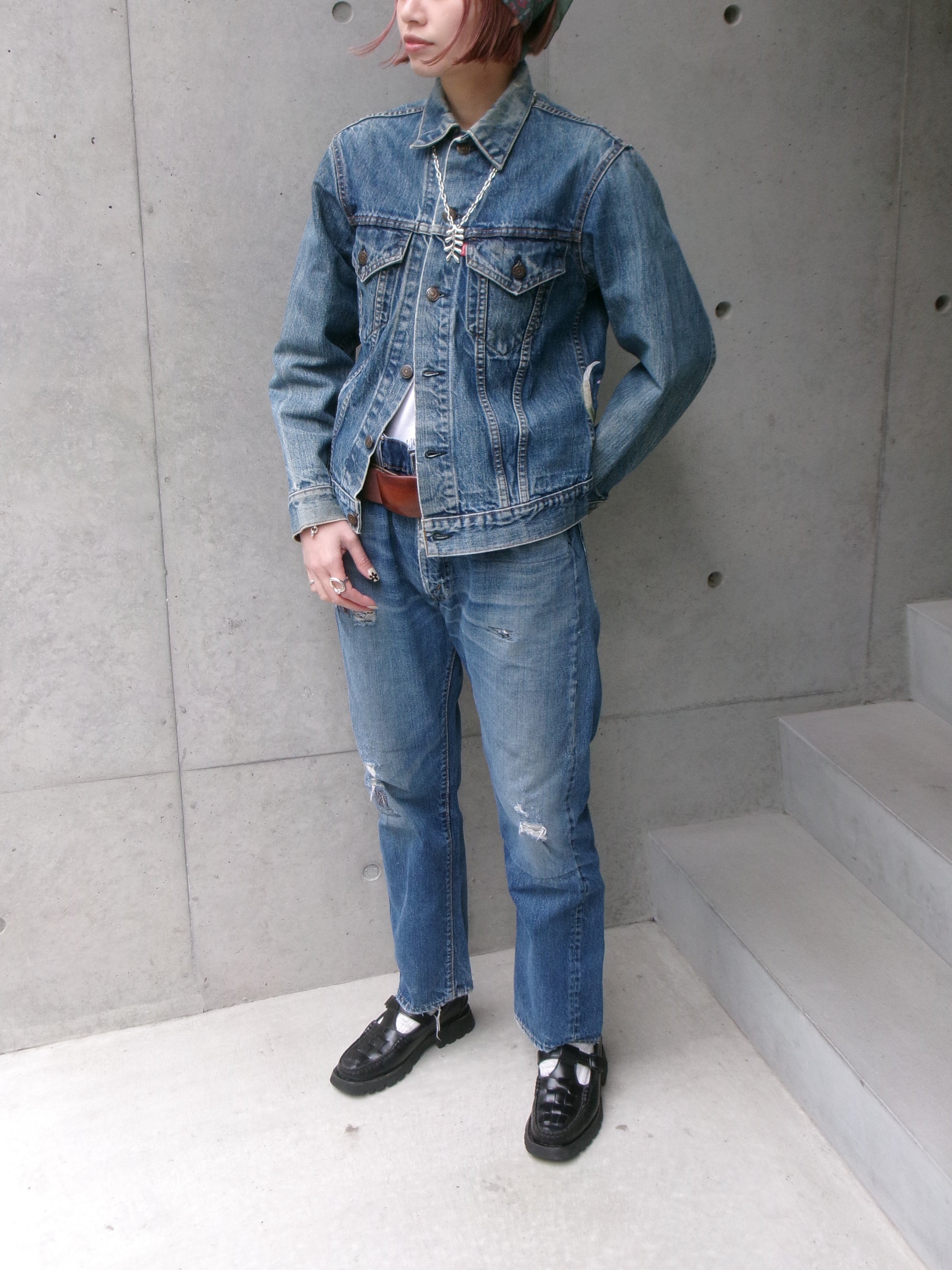 70s Levis 70505 flower embroidery denim  jacket