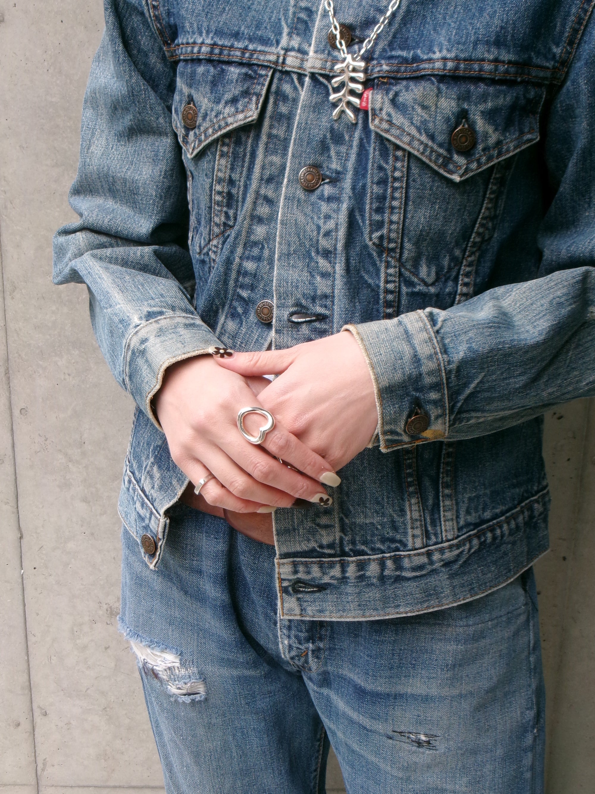 70s Levis 70505 flower embroidery denim  jacket