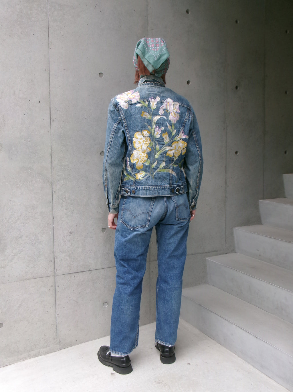 70s Levis 70505 flower embroidery denim  jacket