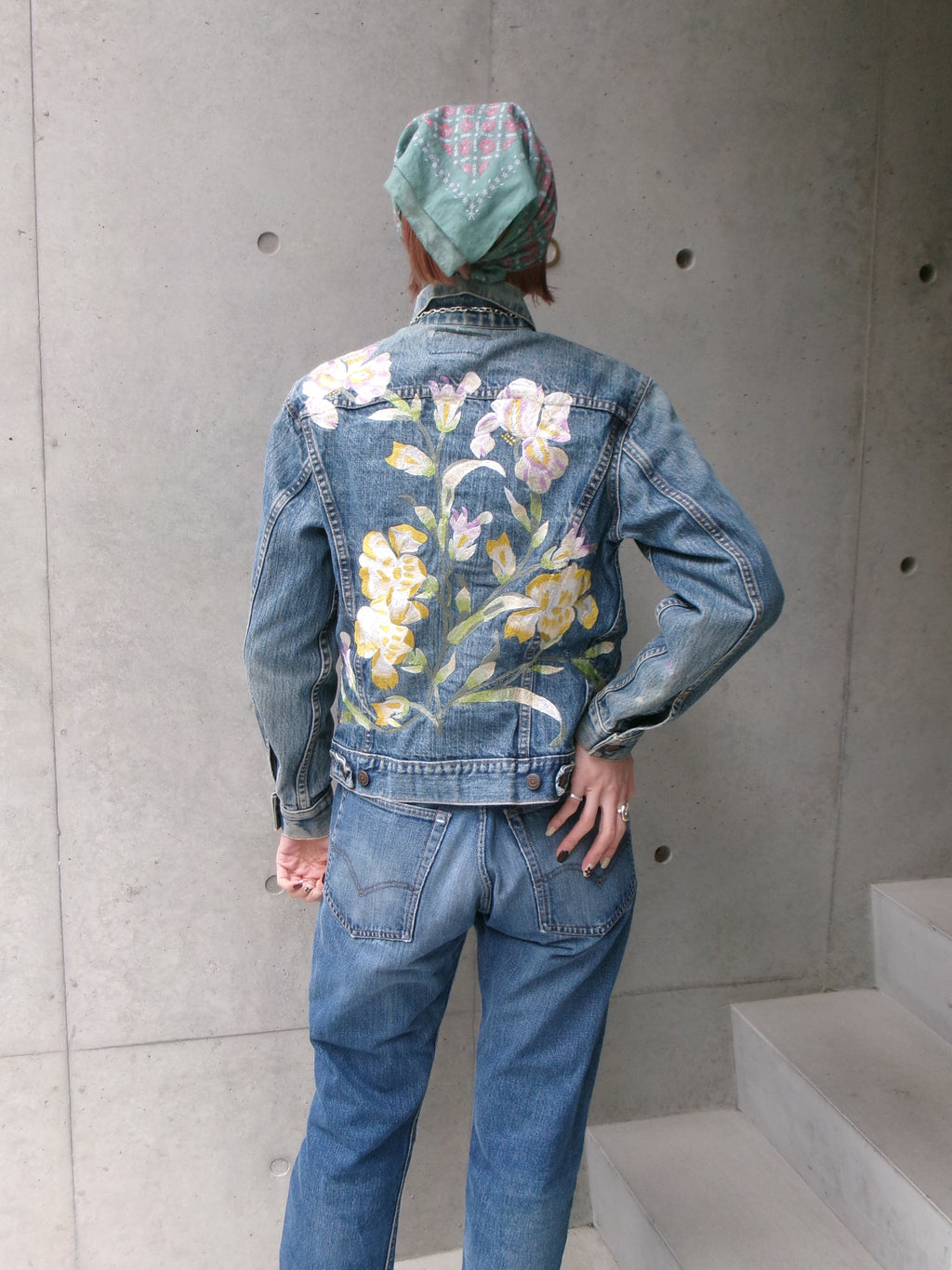 70s Levis 70505 flower embroidery denim  jacket