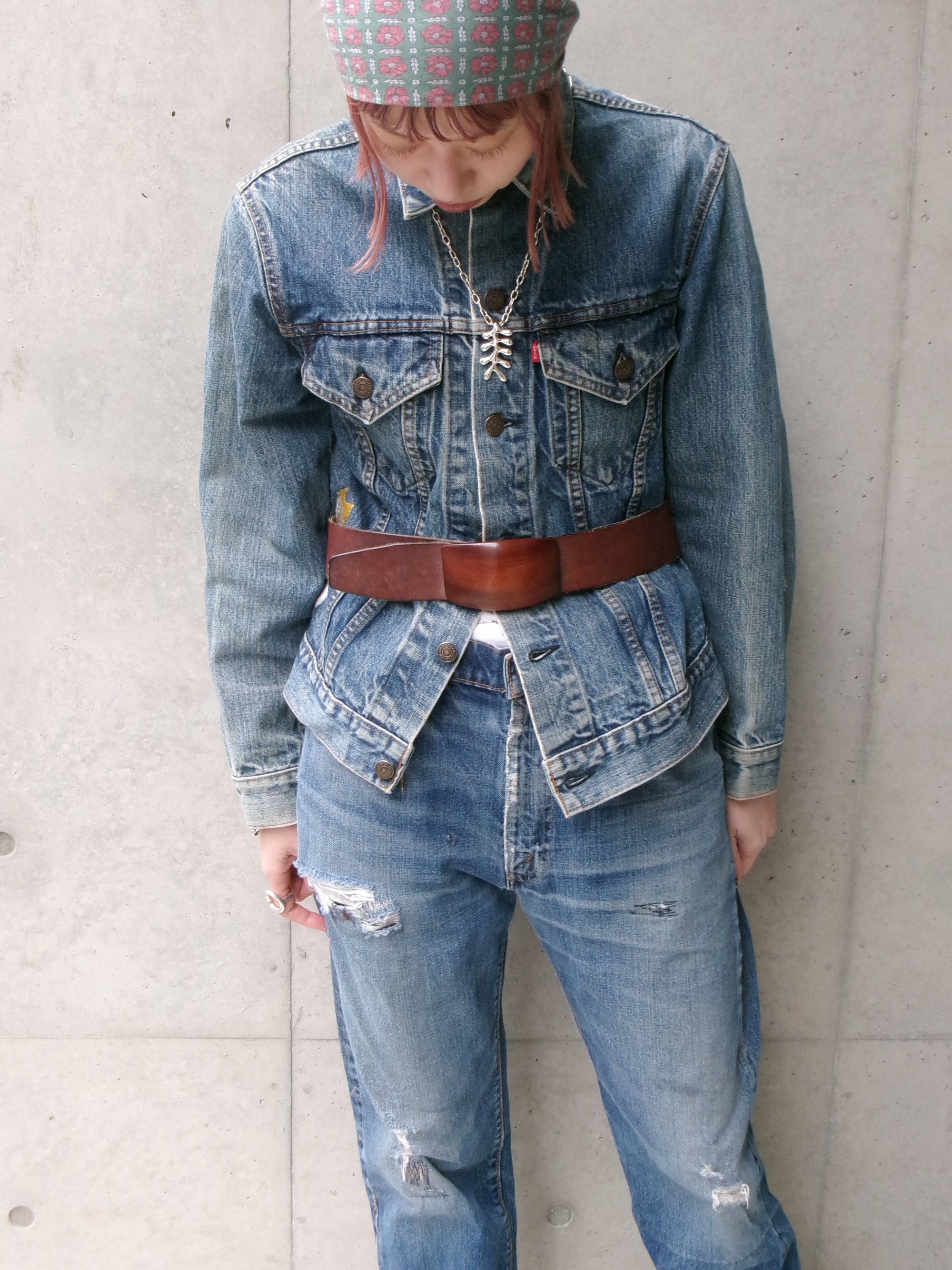 70s Levis 70505 flower embroidery denim  jacket