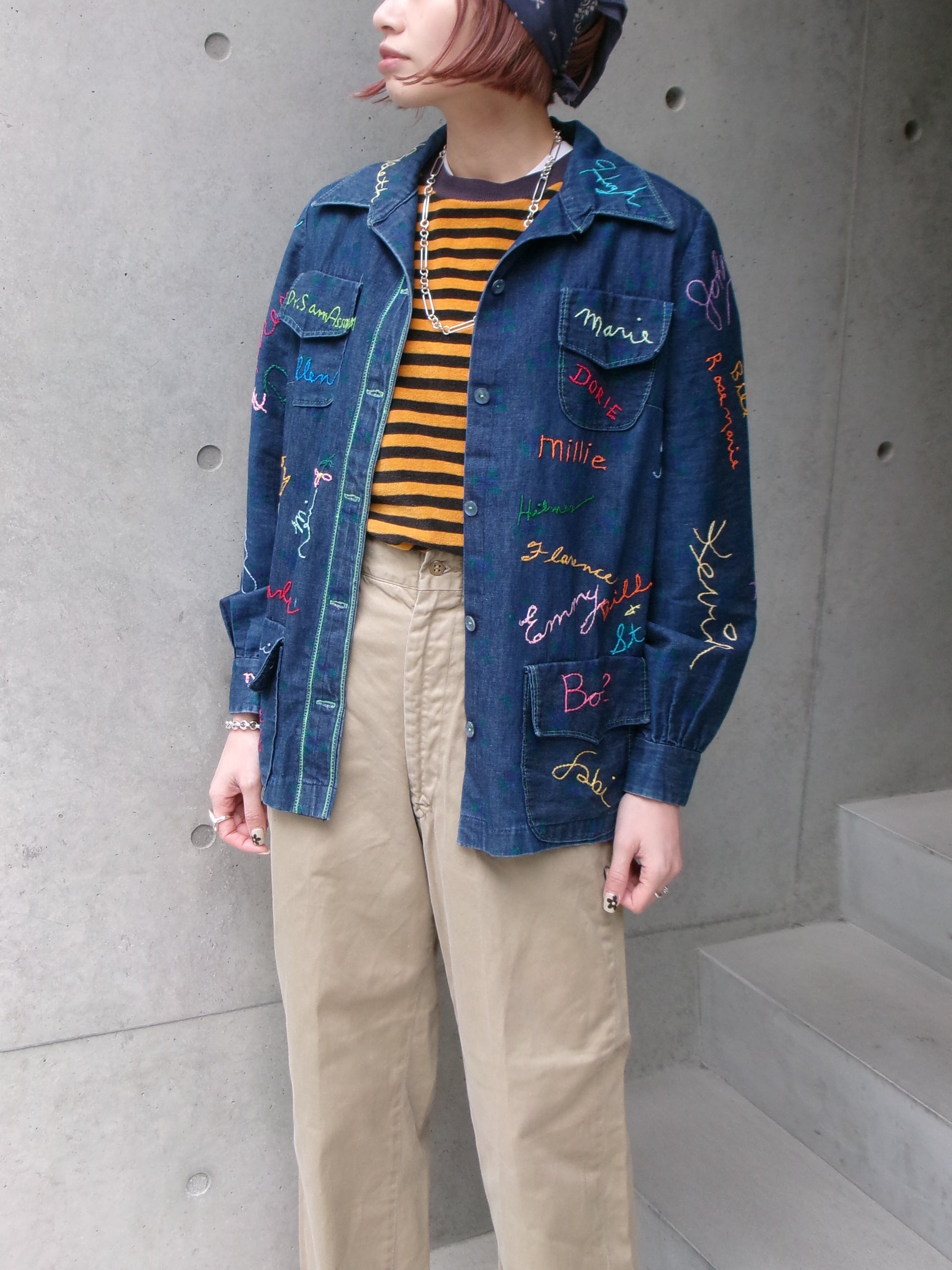 50s pile border Tee