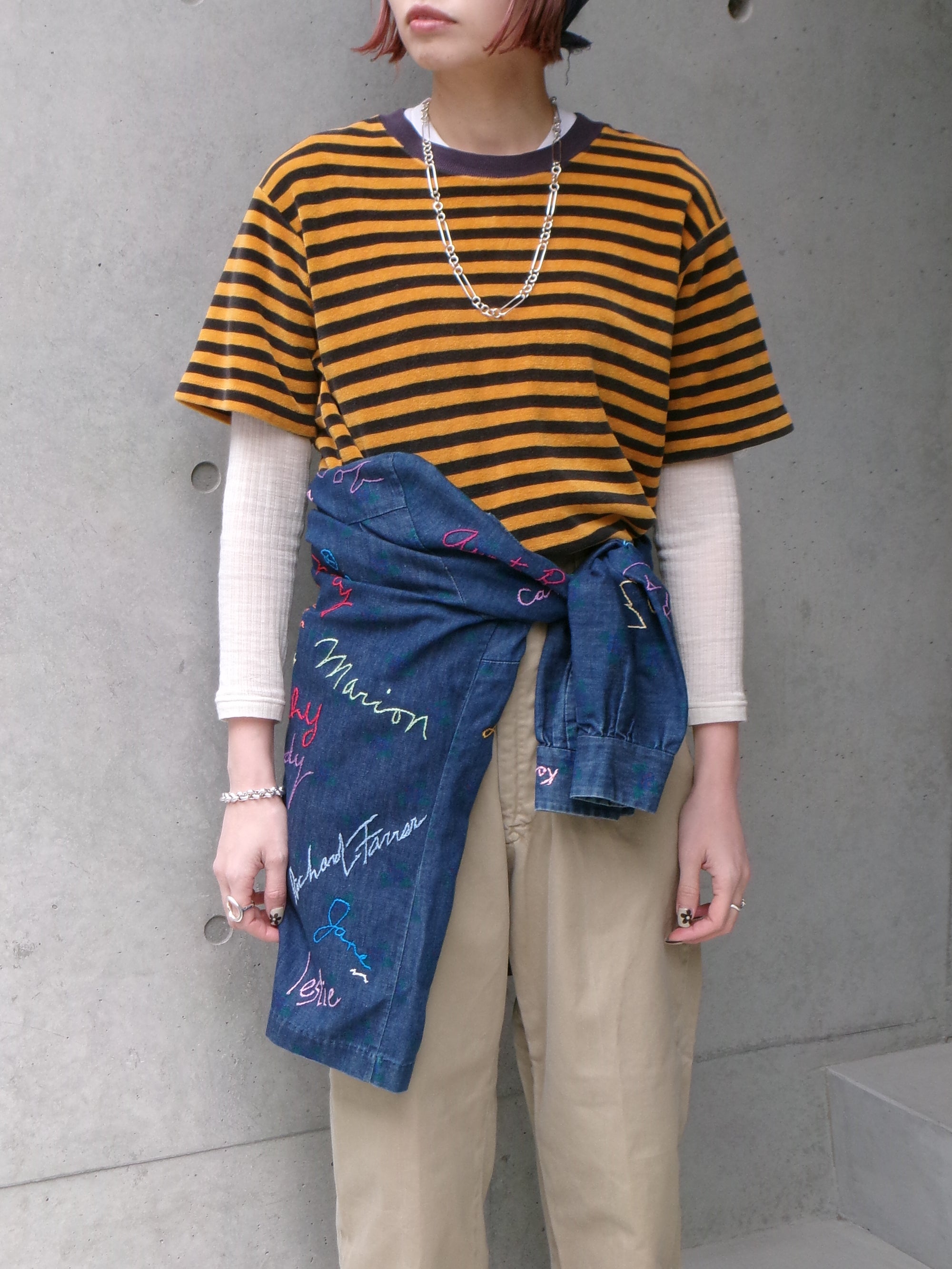 50s pile border Tee