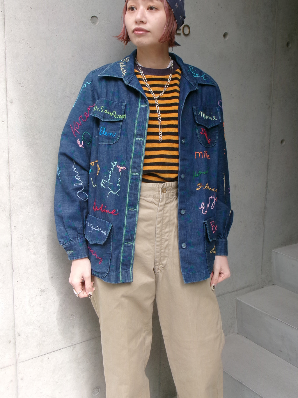 50s pile border Tee