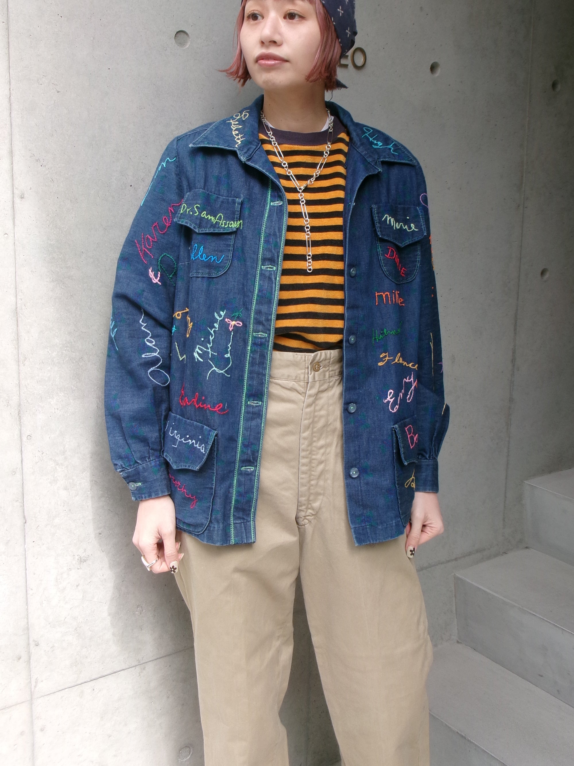 50s pile border Tee