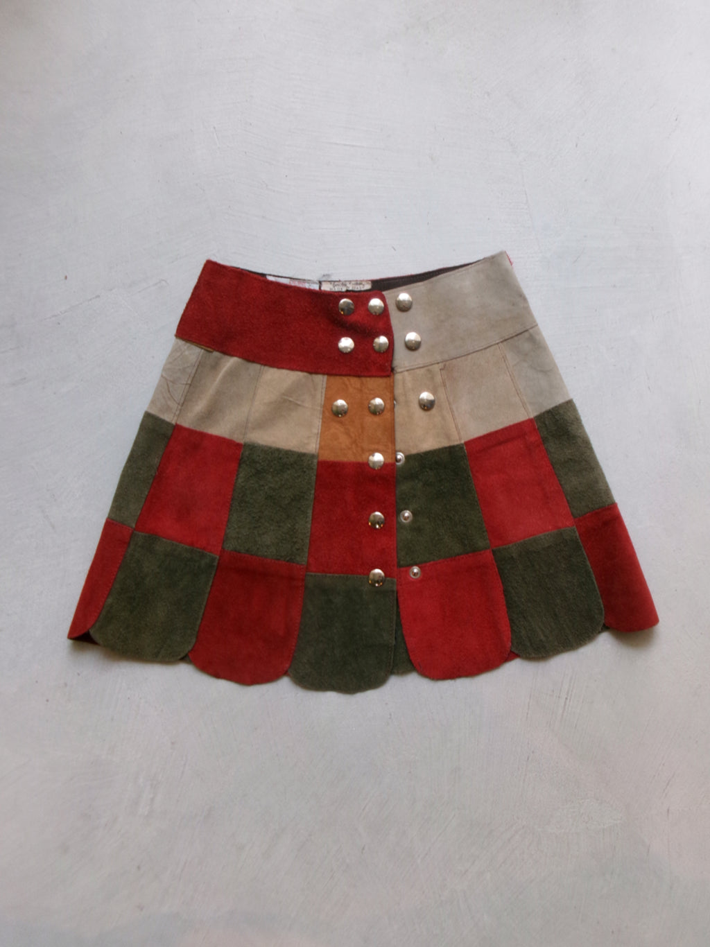 70s patchwork leather skirt