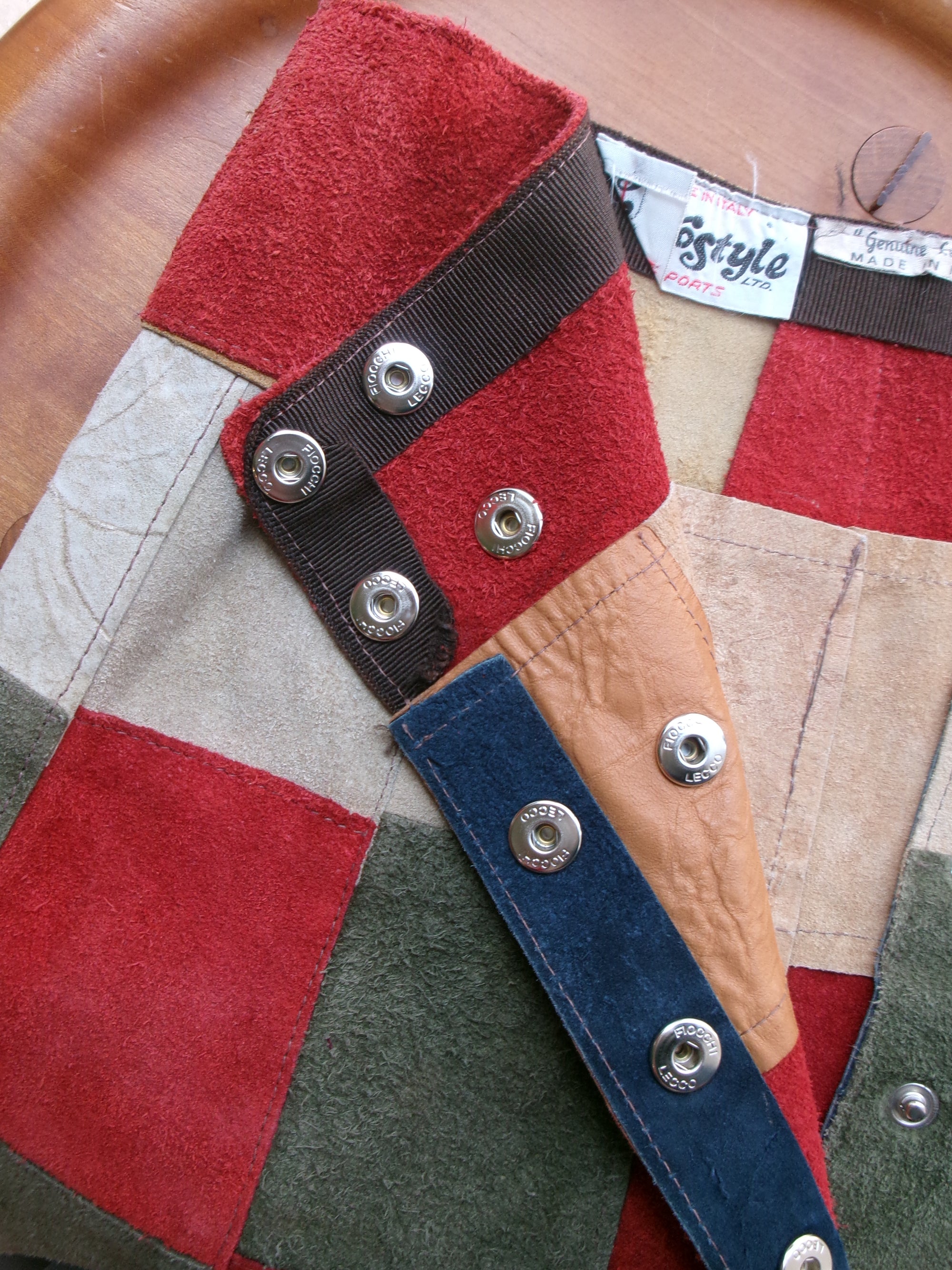 70s patchwork leather skirt