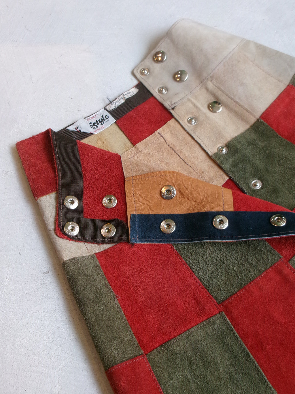 70s patchwork leather skirt