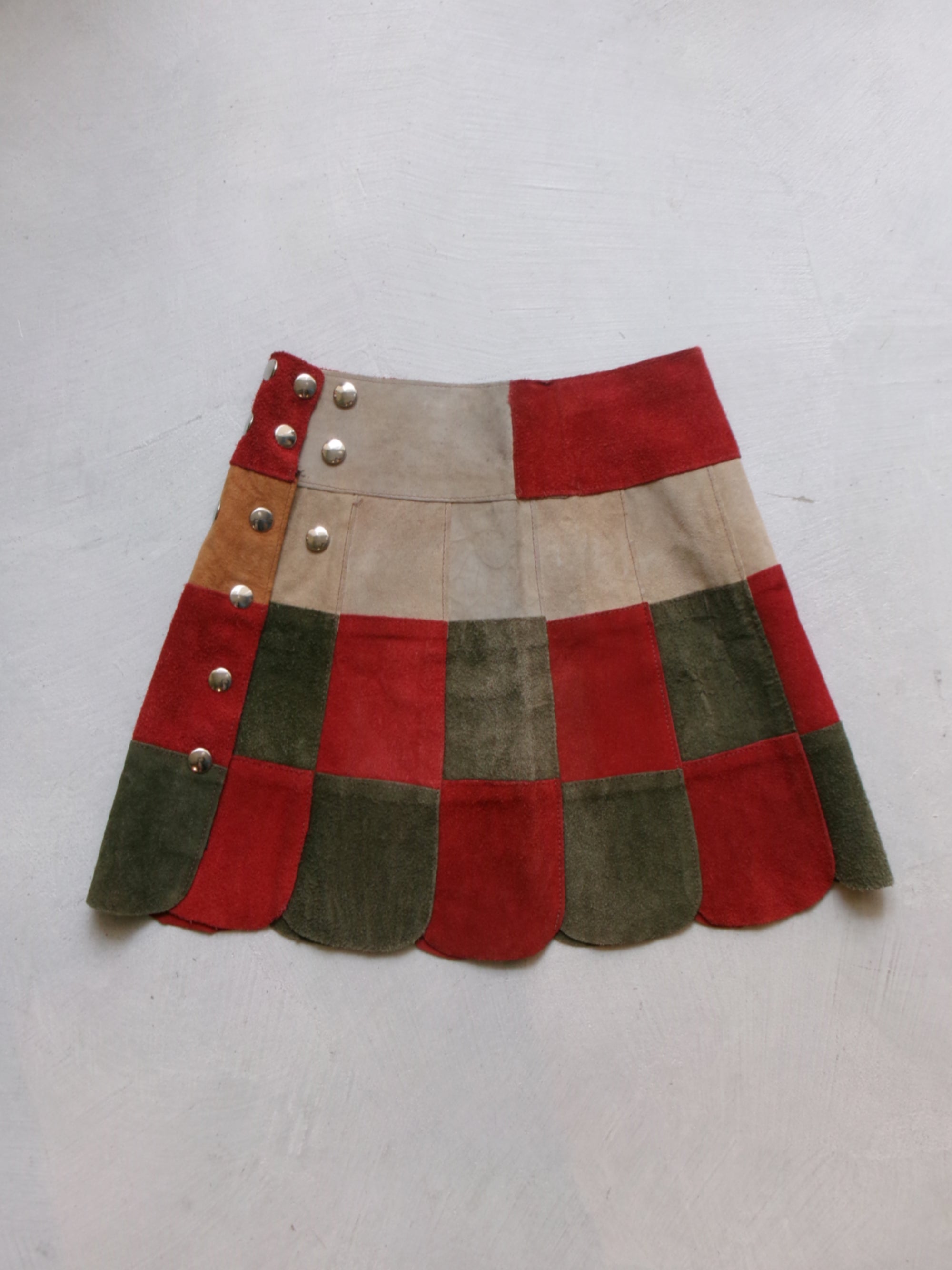 70s patchwork leather skirt