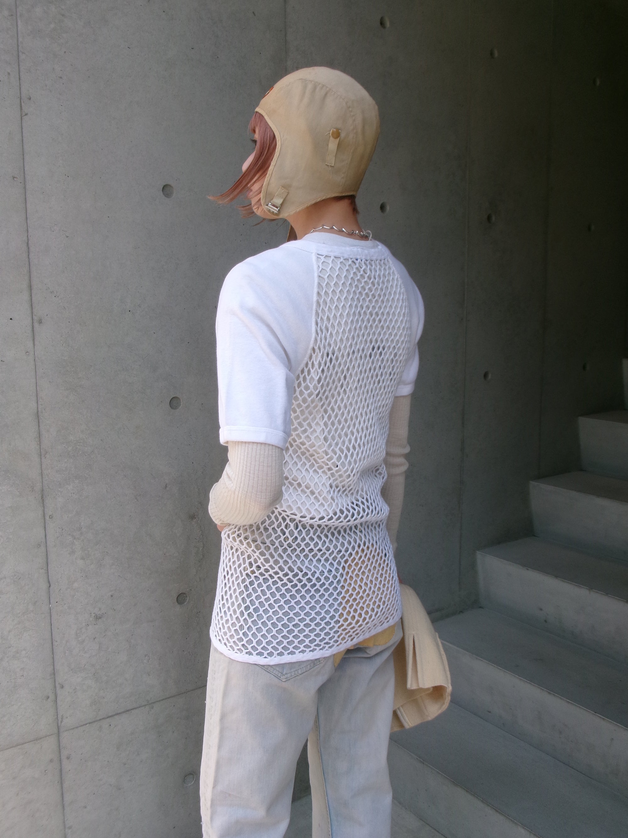 60s SCANDINAVIAN KNITTERS net ivory raglan tee