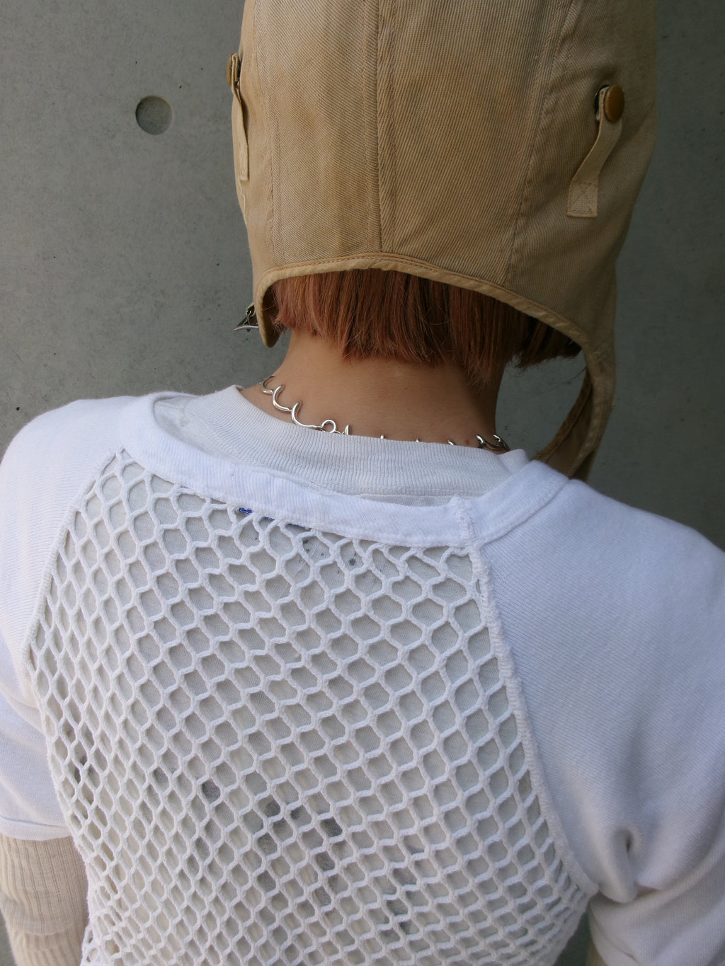 60s SCANDINAVIAN KNITTERS net ivory raglan tee