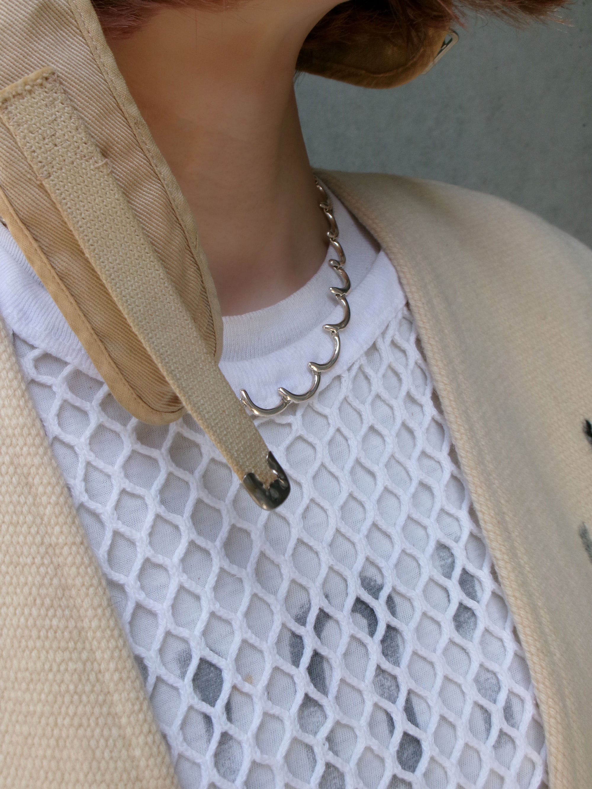 60s SCANDINAVIAN KNITTERS net ivory raglan tee
