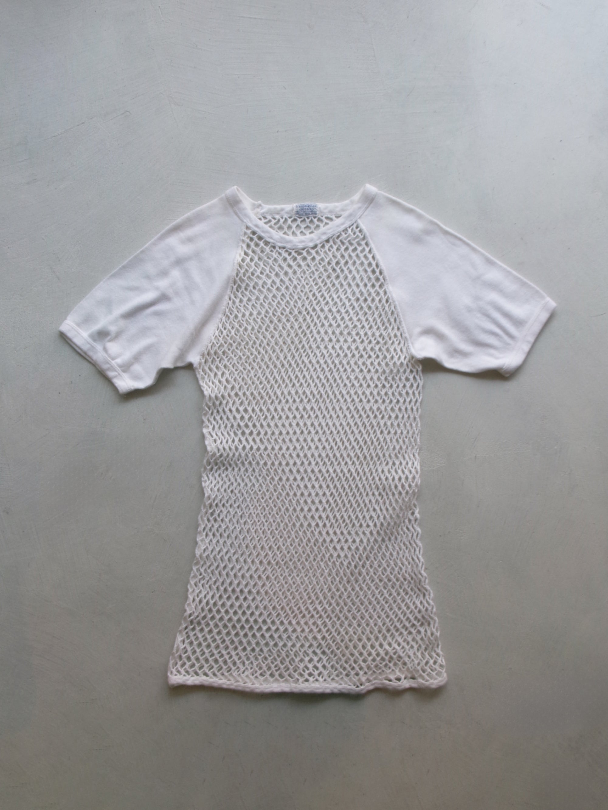60s SCANDINAVIAN KNITTERS net ivory raglan tee