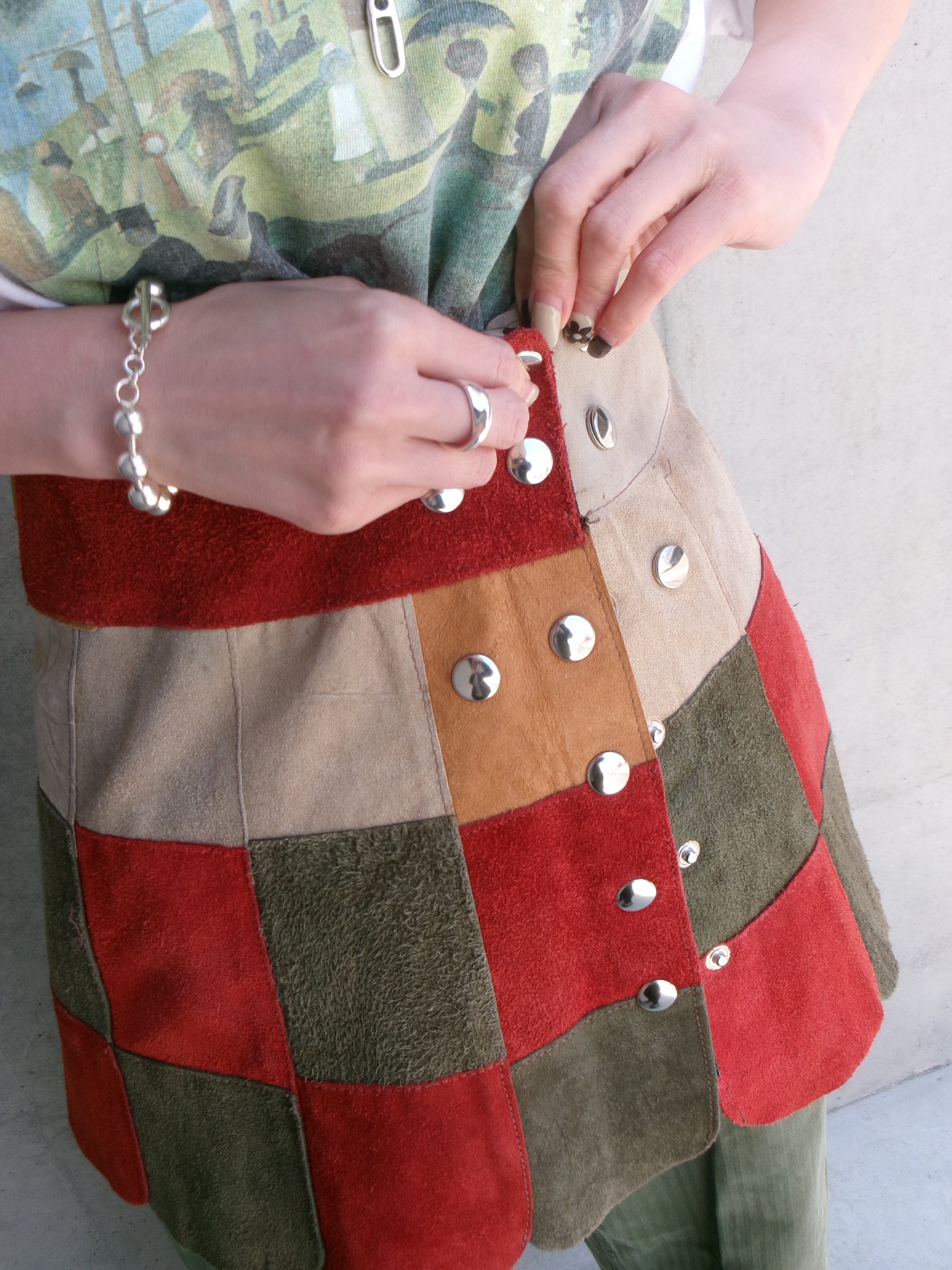 70s patchwork leather skirt