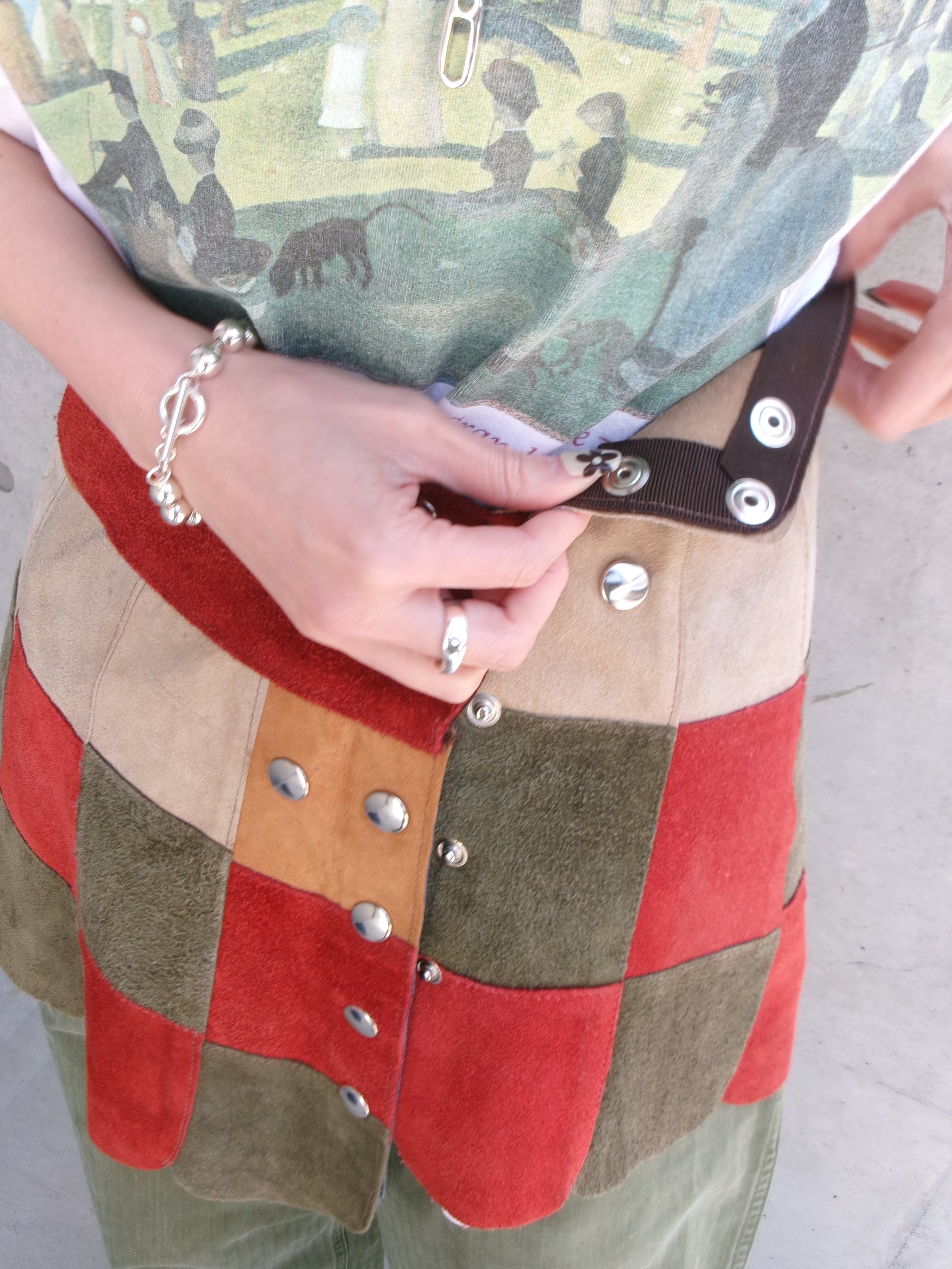 70s patchwork leather skirt