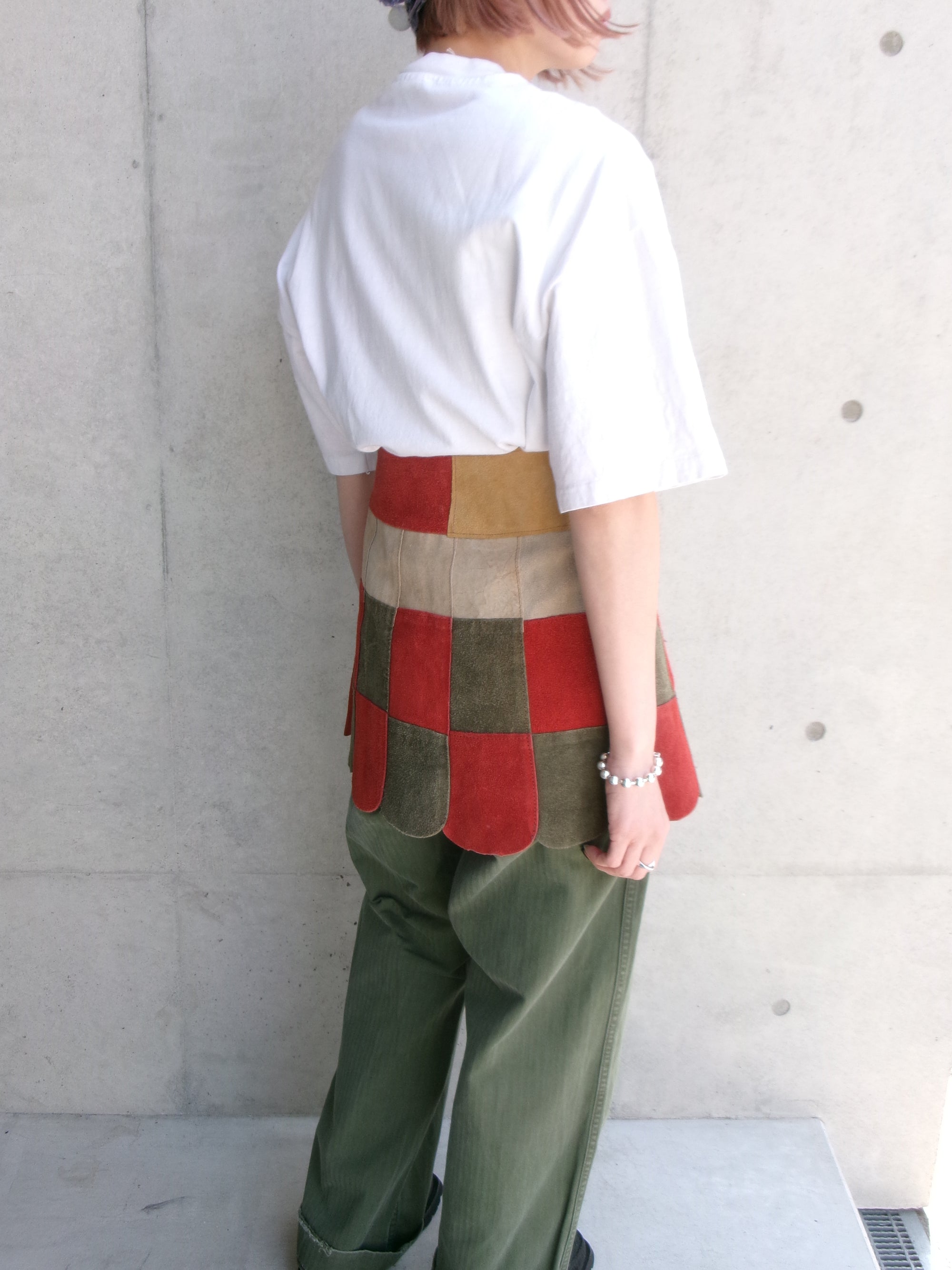 70s patchwork leather skirt