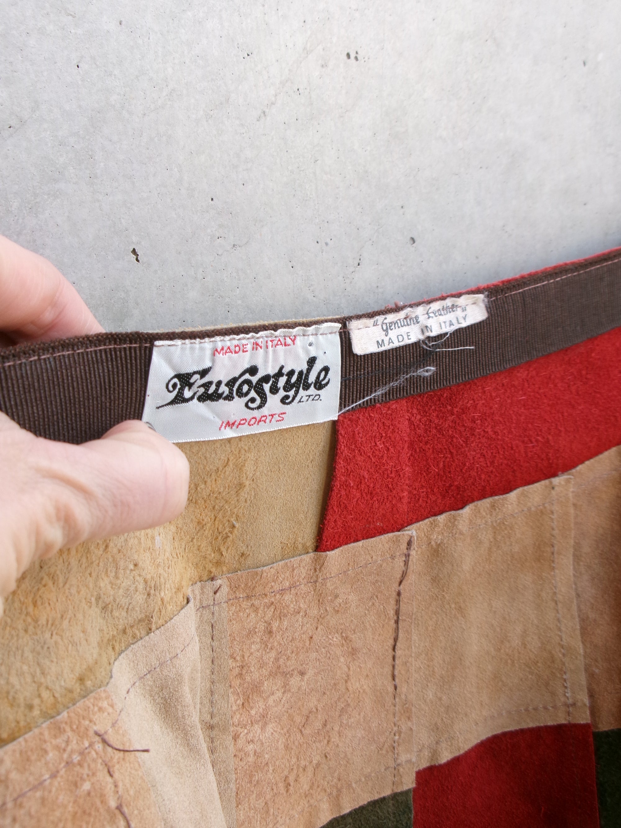 70s patchwork leather skirt