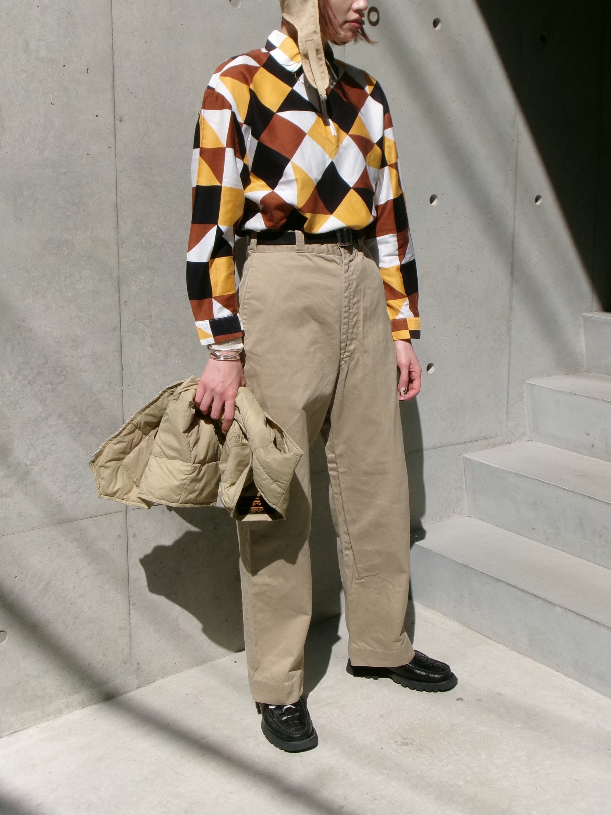 60s white stag checker pattern pull over