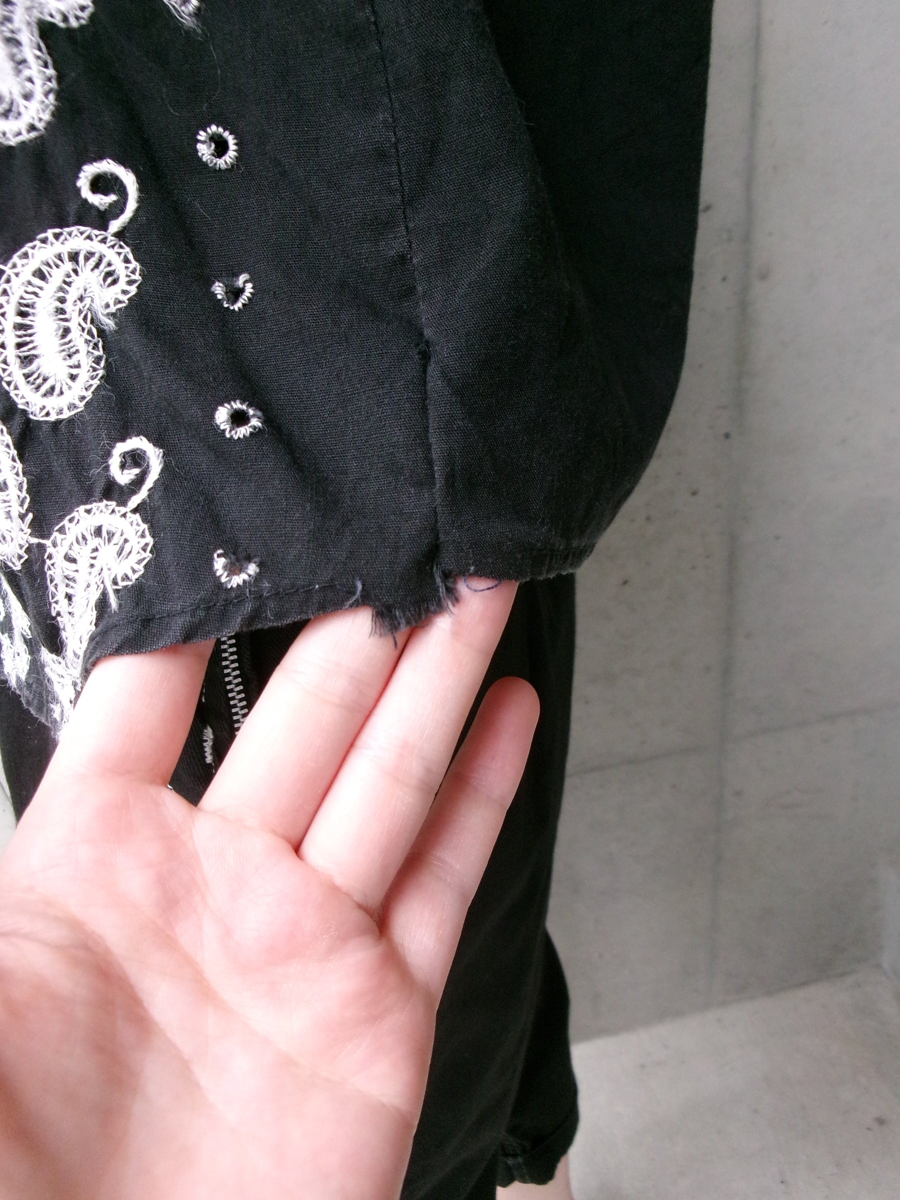 50s embroidery black paisley shirt