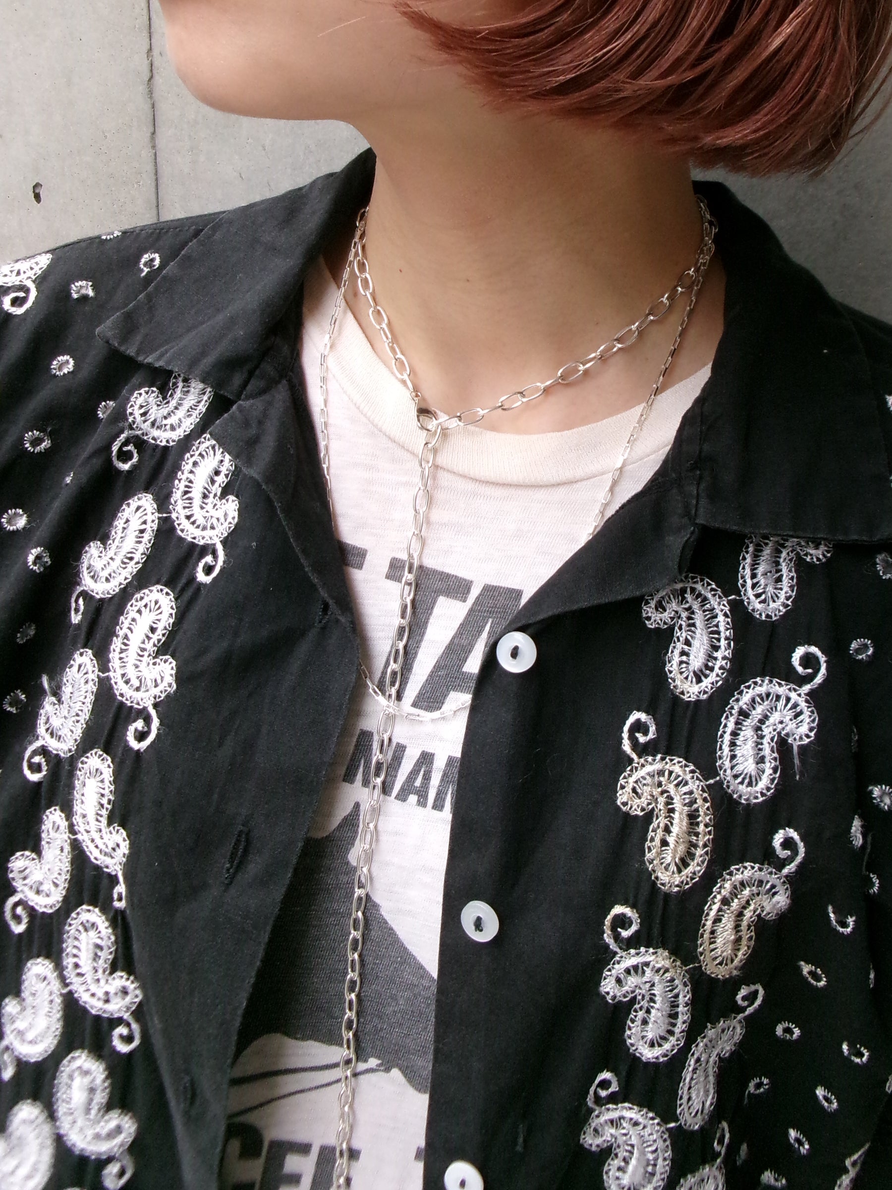 50s embroidery black paisley shirt