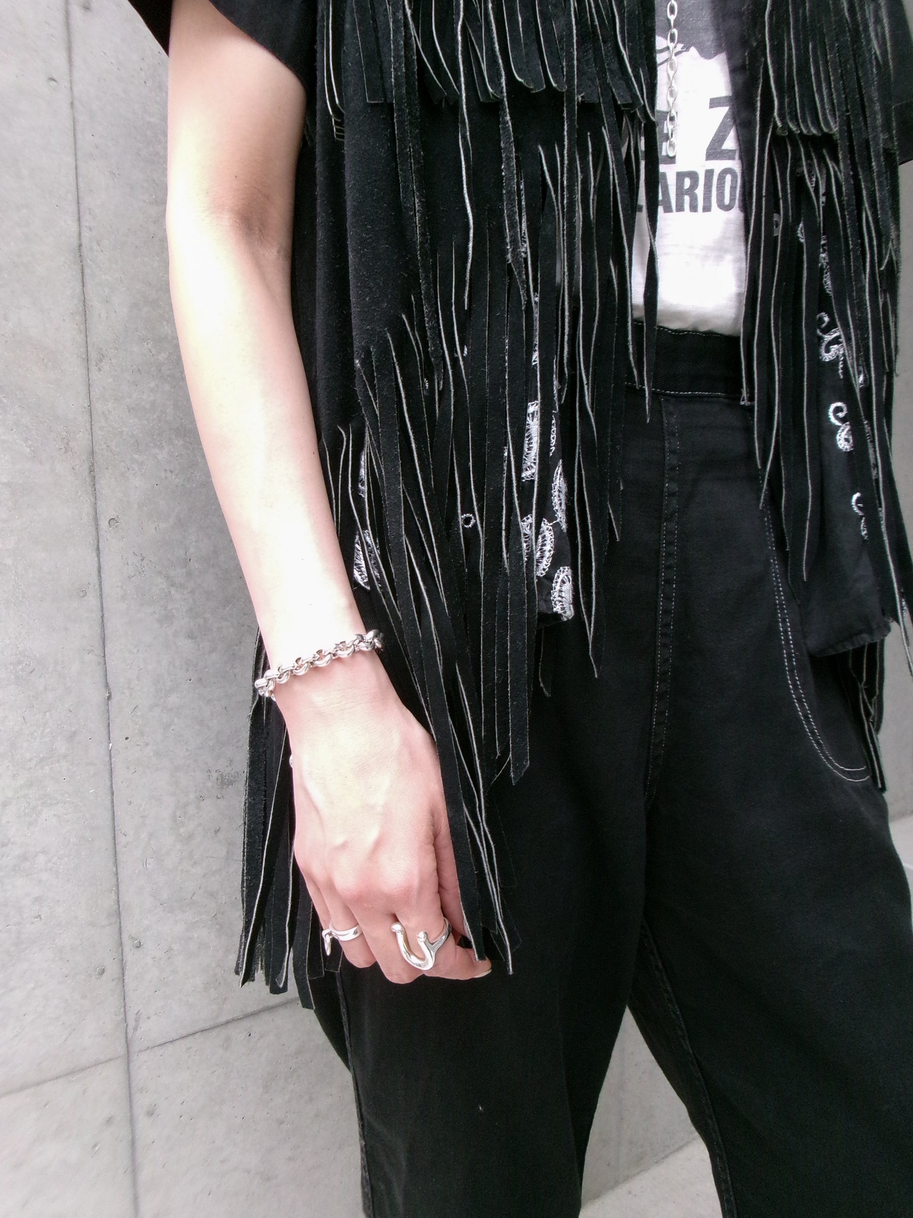 60s hippie beads leather fringe vest