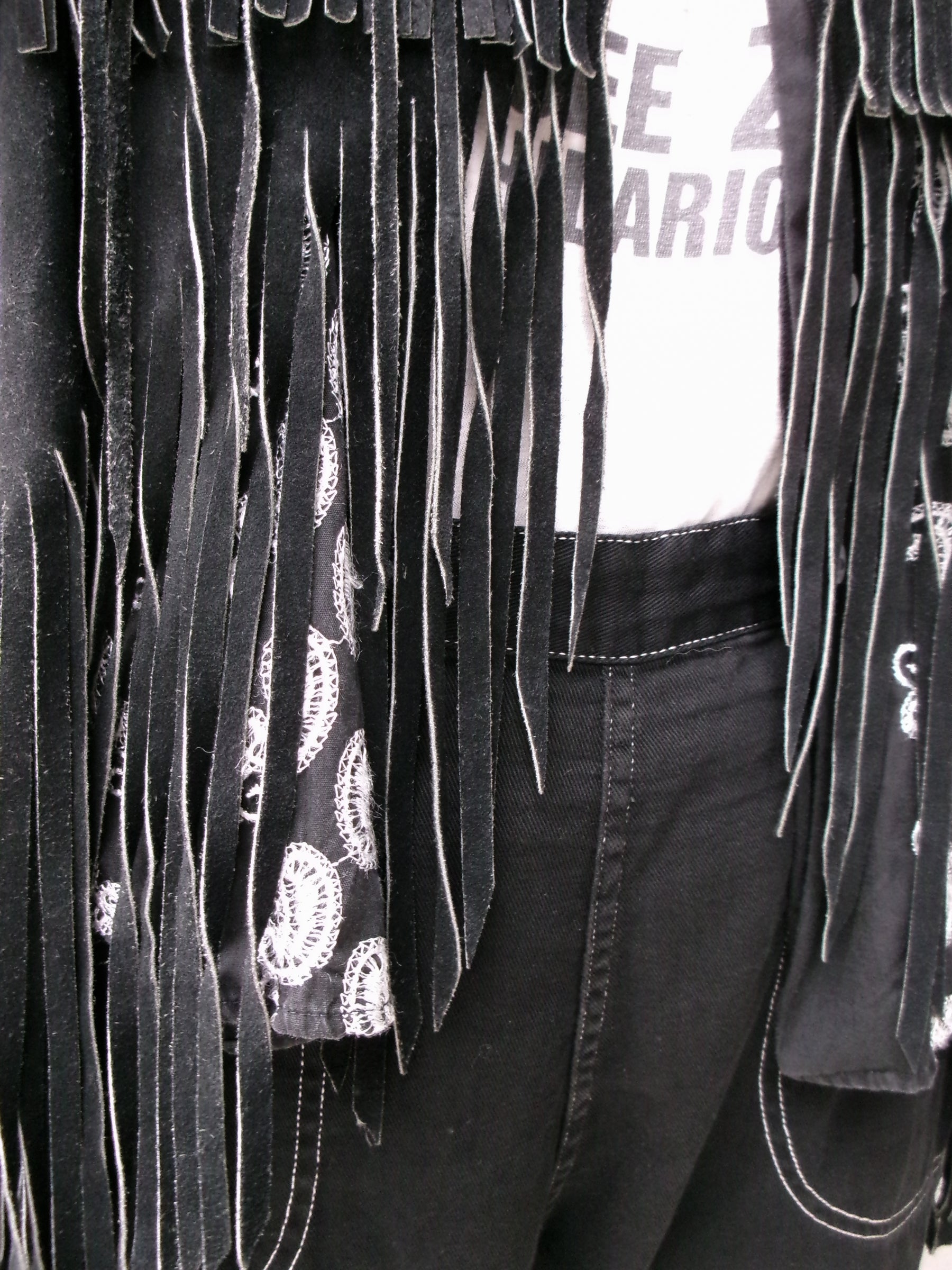 60s hippie beads leather fringe vest