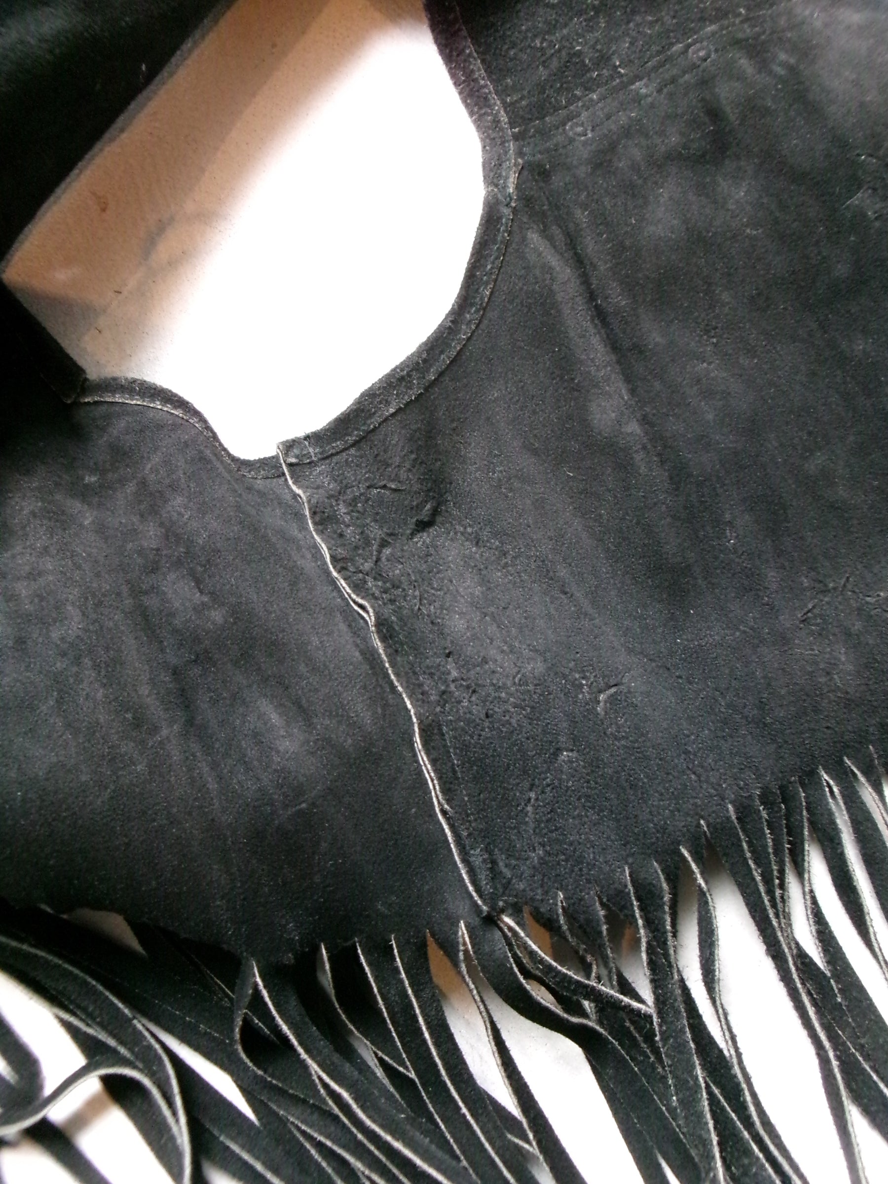 60s hippie beads leather fringe vest