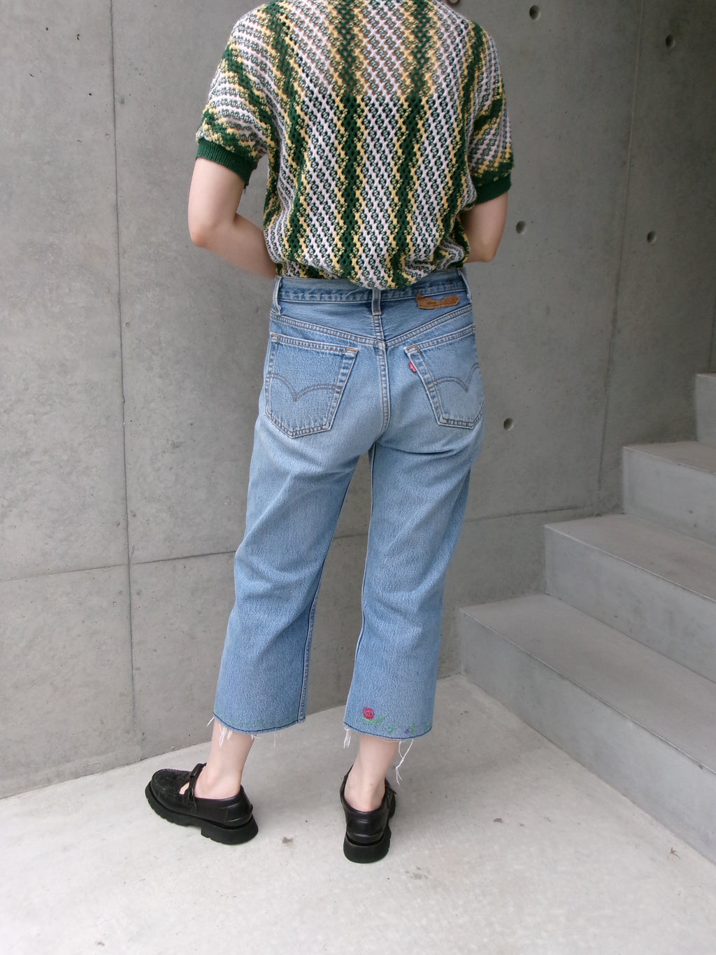 Levis 501 USA cut off embroidery denim