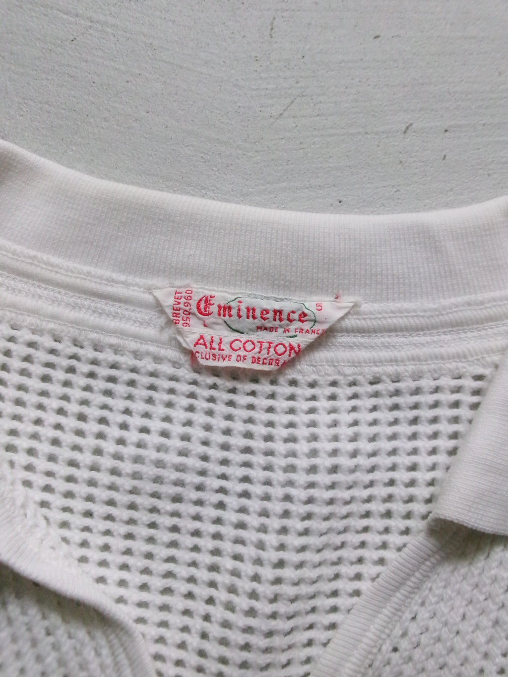 50s Eminence france made cotton lace up mesh polo shirt
