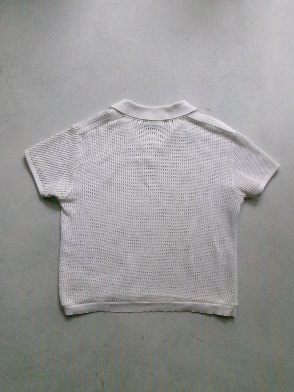 50s Eminence france made cotton lace up mesh polo shirt