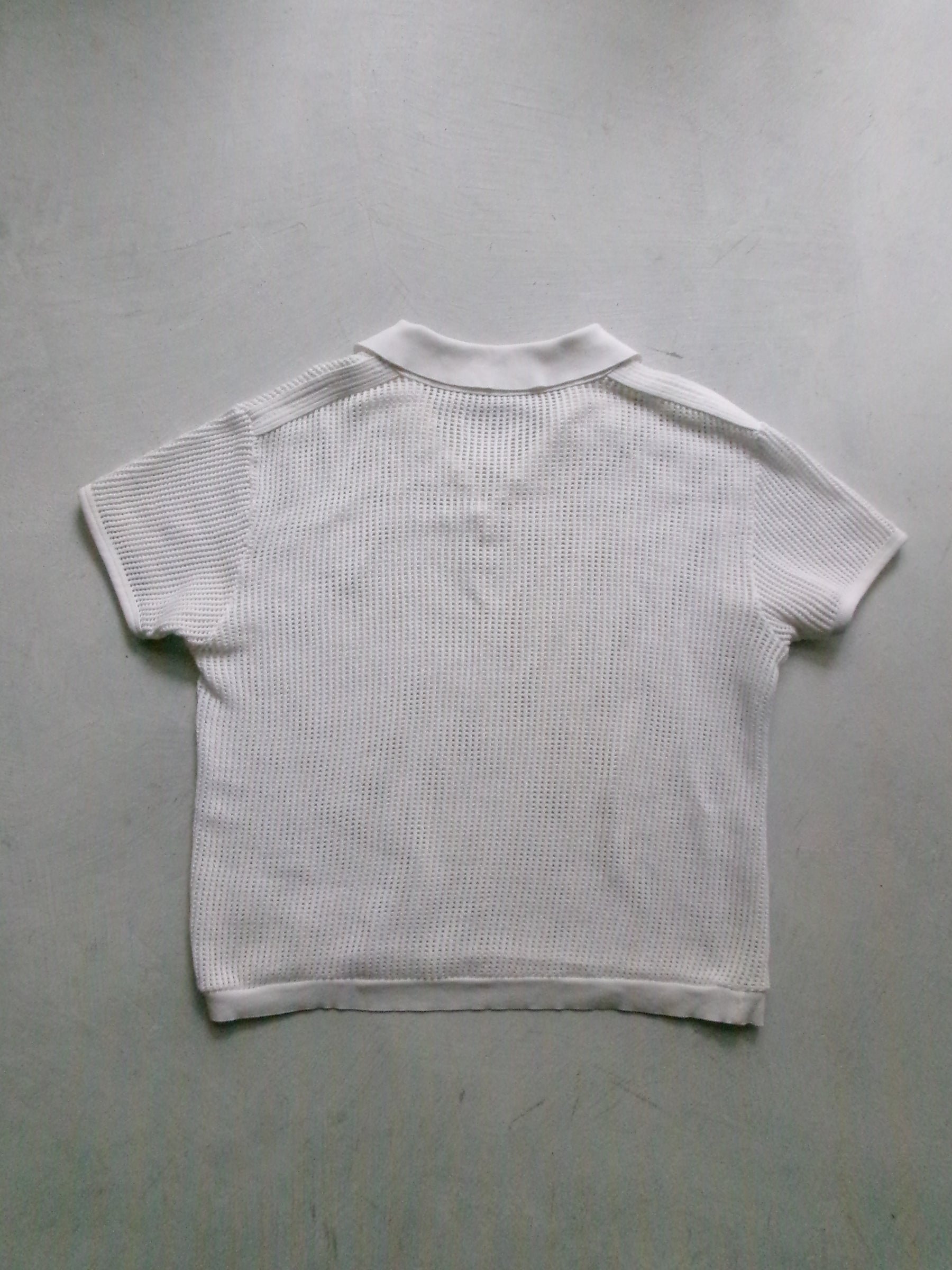 50s Eminence france made cotton lace up mesh polo shirt