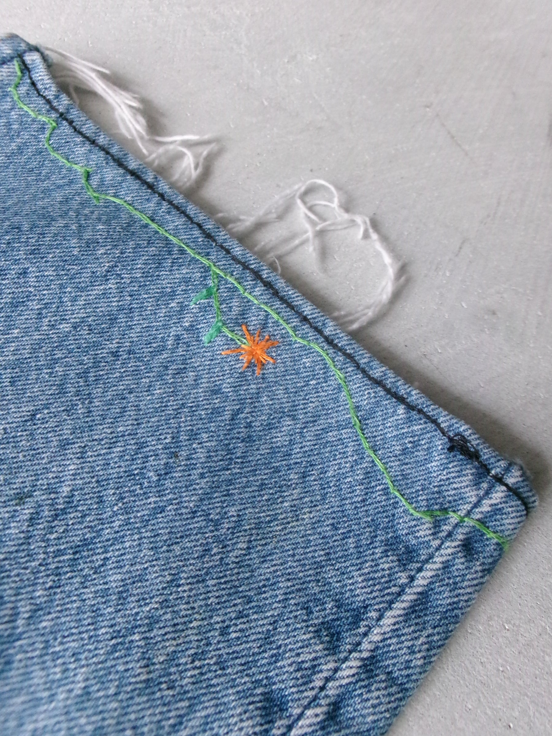 Levis 501 USA cut off embroidery denim