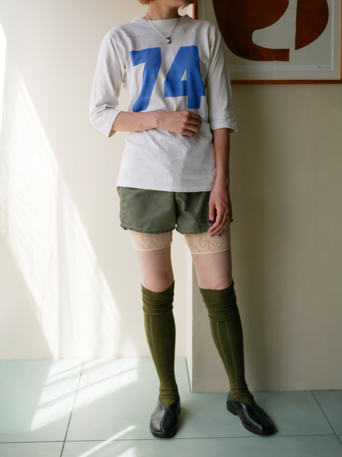 70s khaki nylon shorts