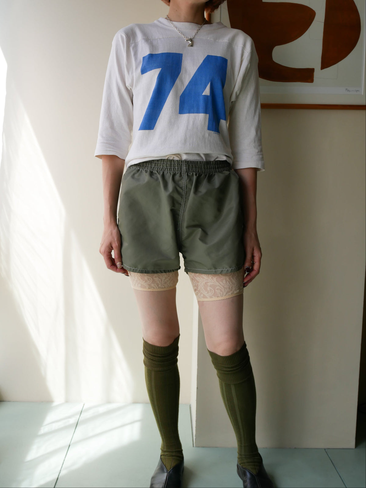 70s khaki nylon shorts