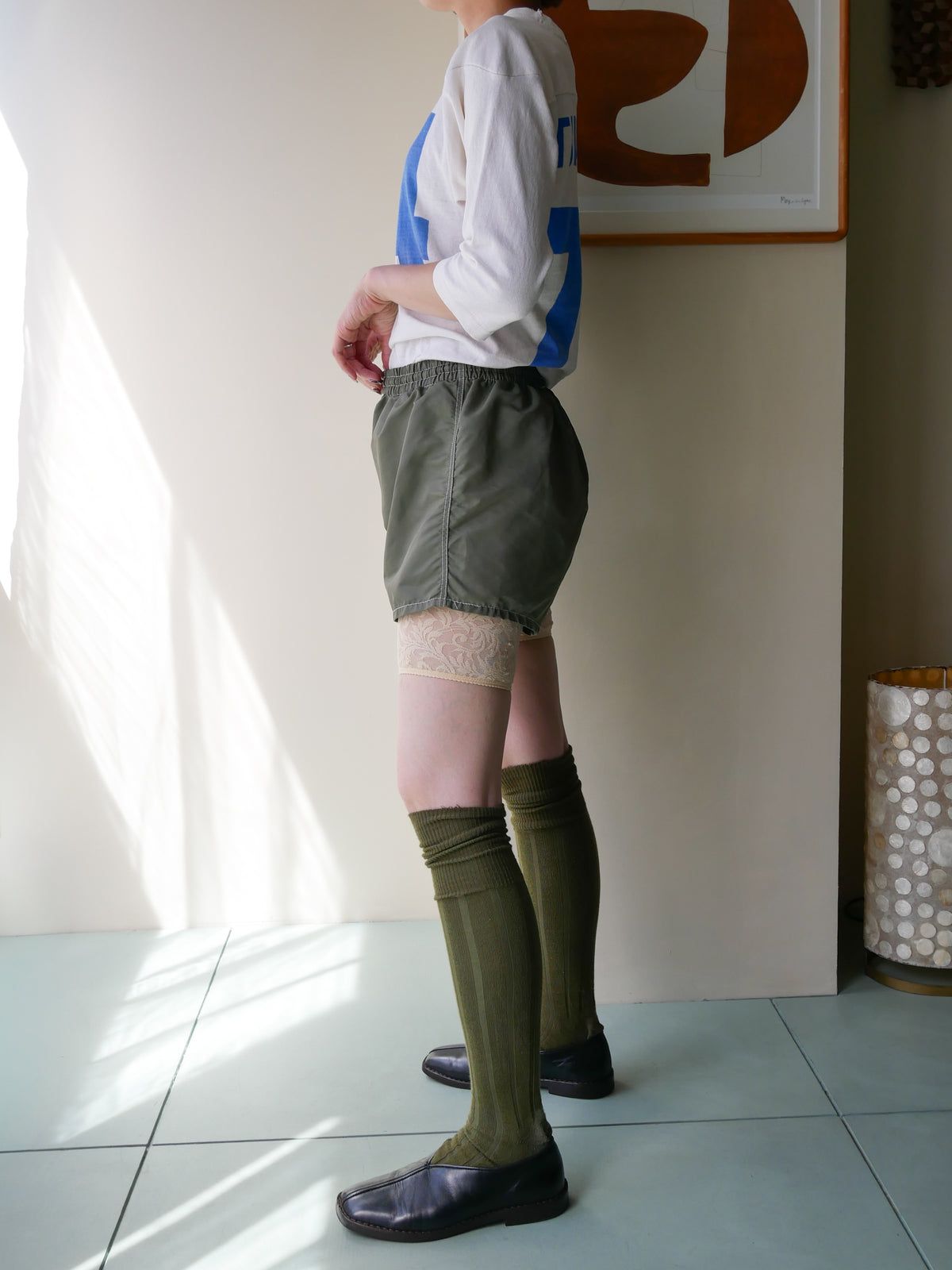 70s khaki nylon shorts
