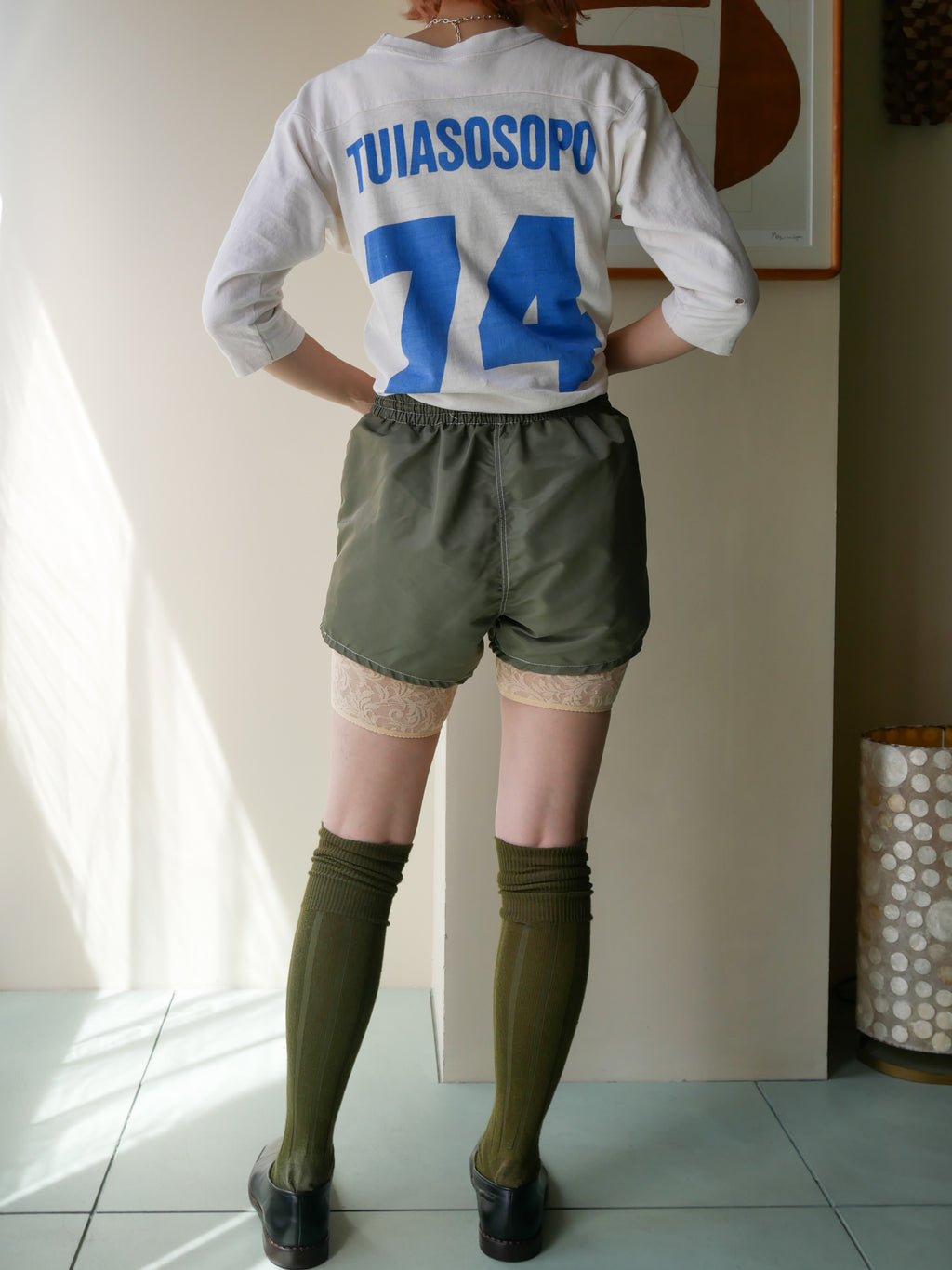 70s khaki nylon shorts