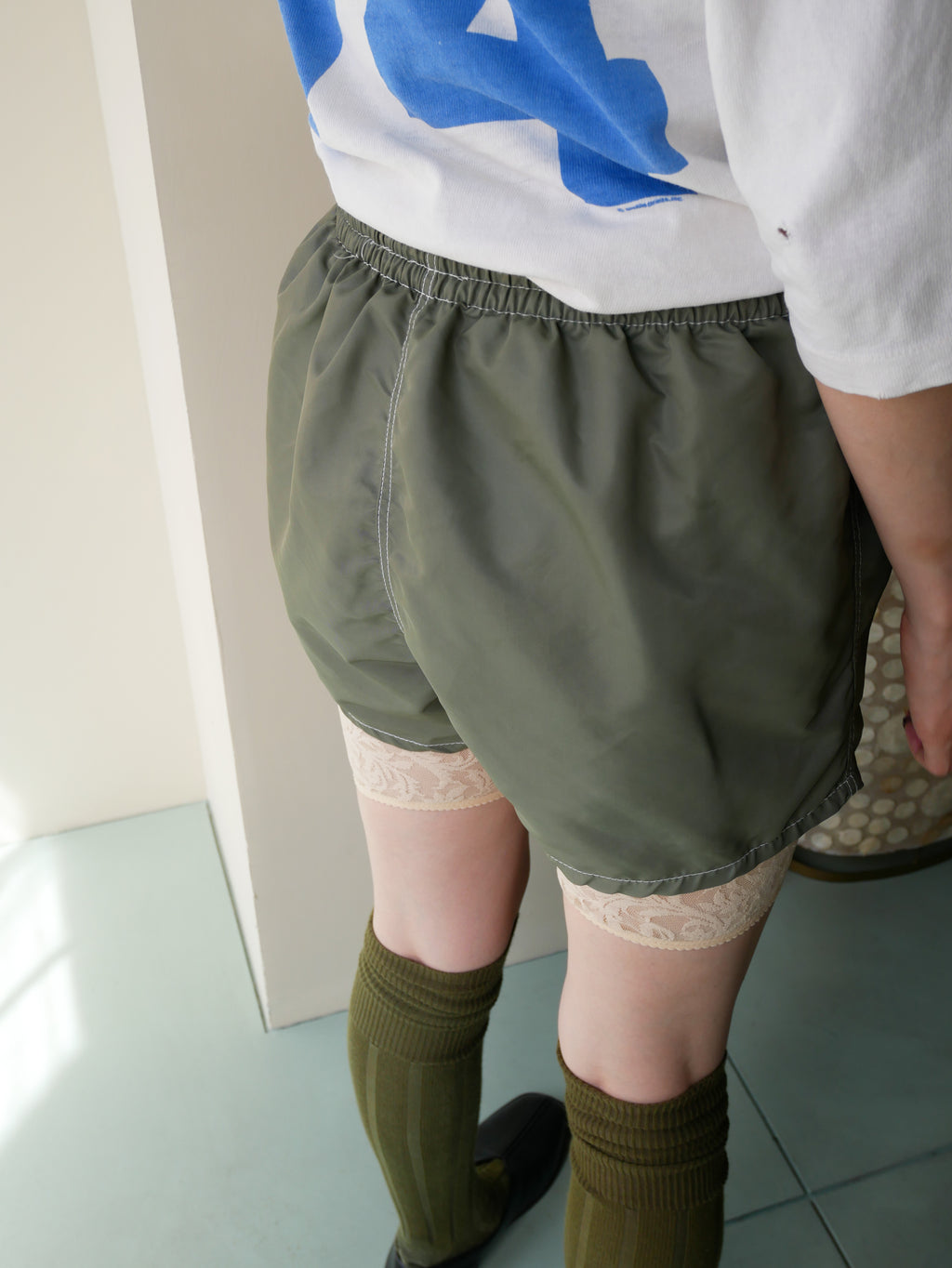 70s khaki nylon shorts