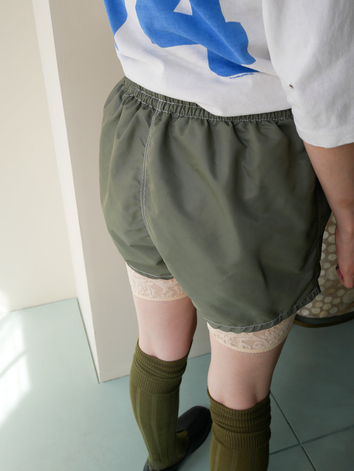 70s khaki nylon shorts